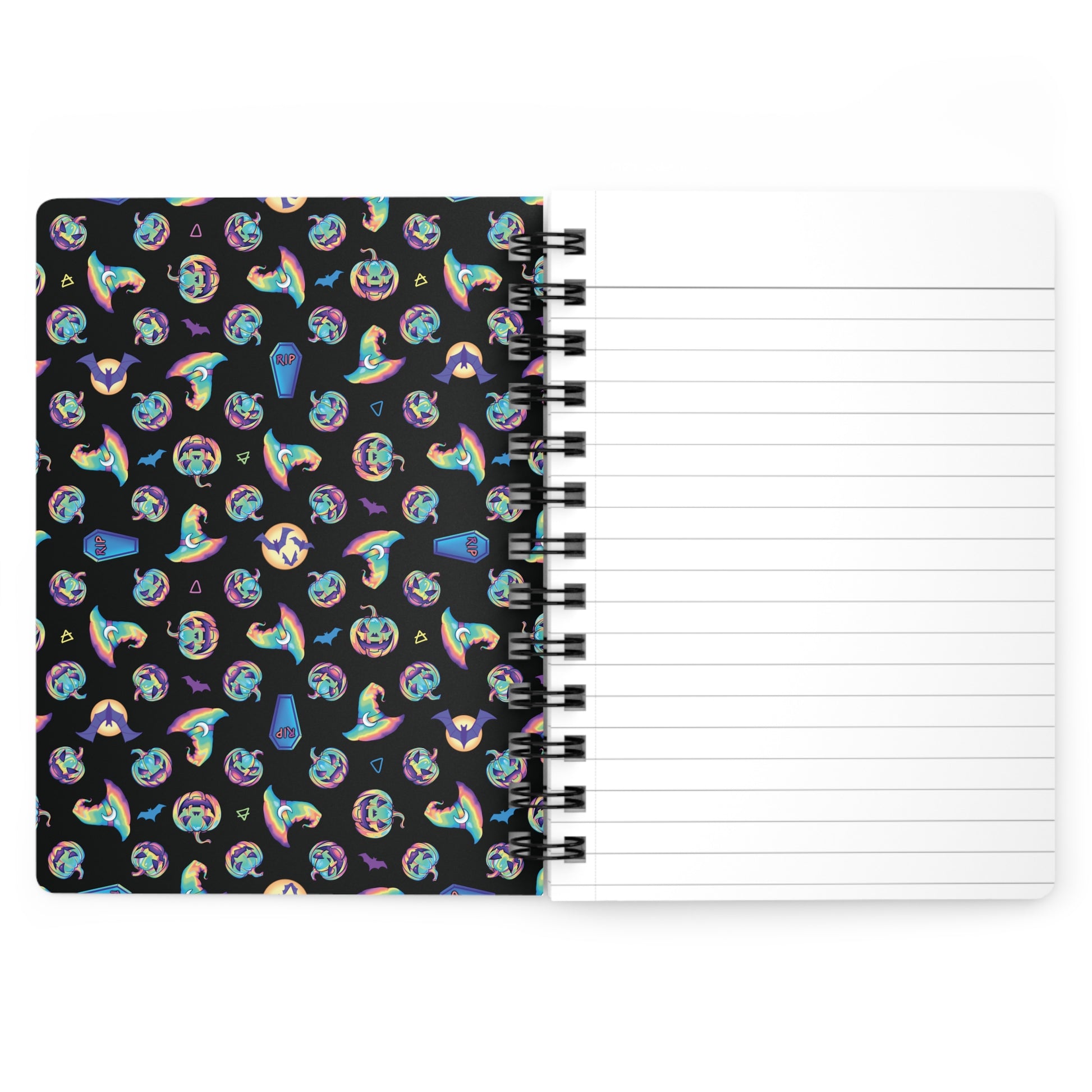 Rainbow Witch Hat Spiral Bound Journal - Black - Painted Raina