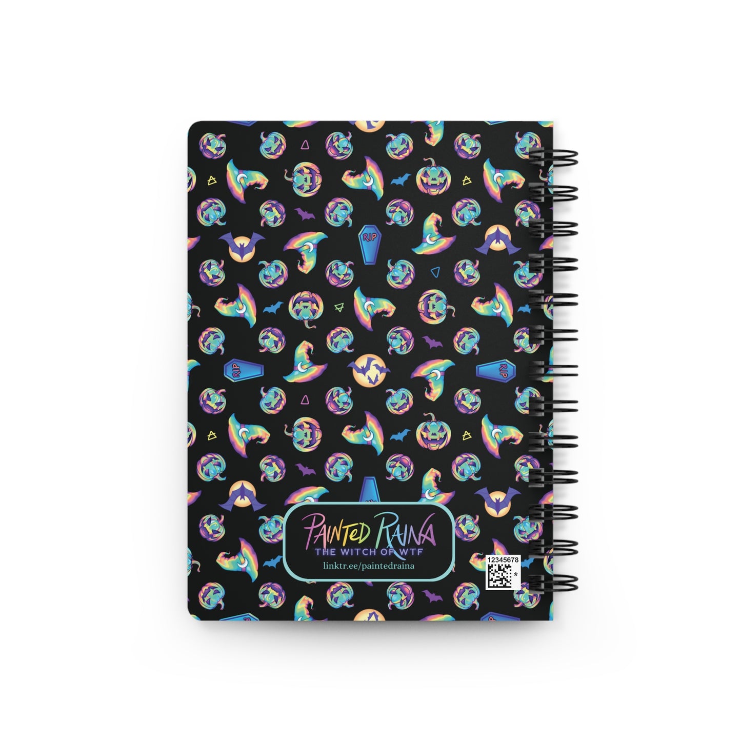 Rainbow Witch Hat Spiral Bound Journal - Black - Painted Raina