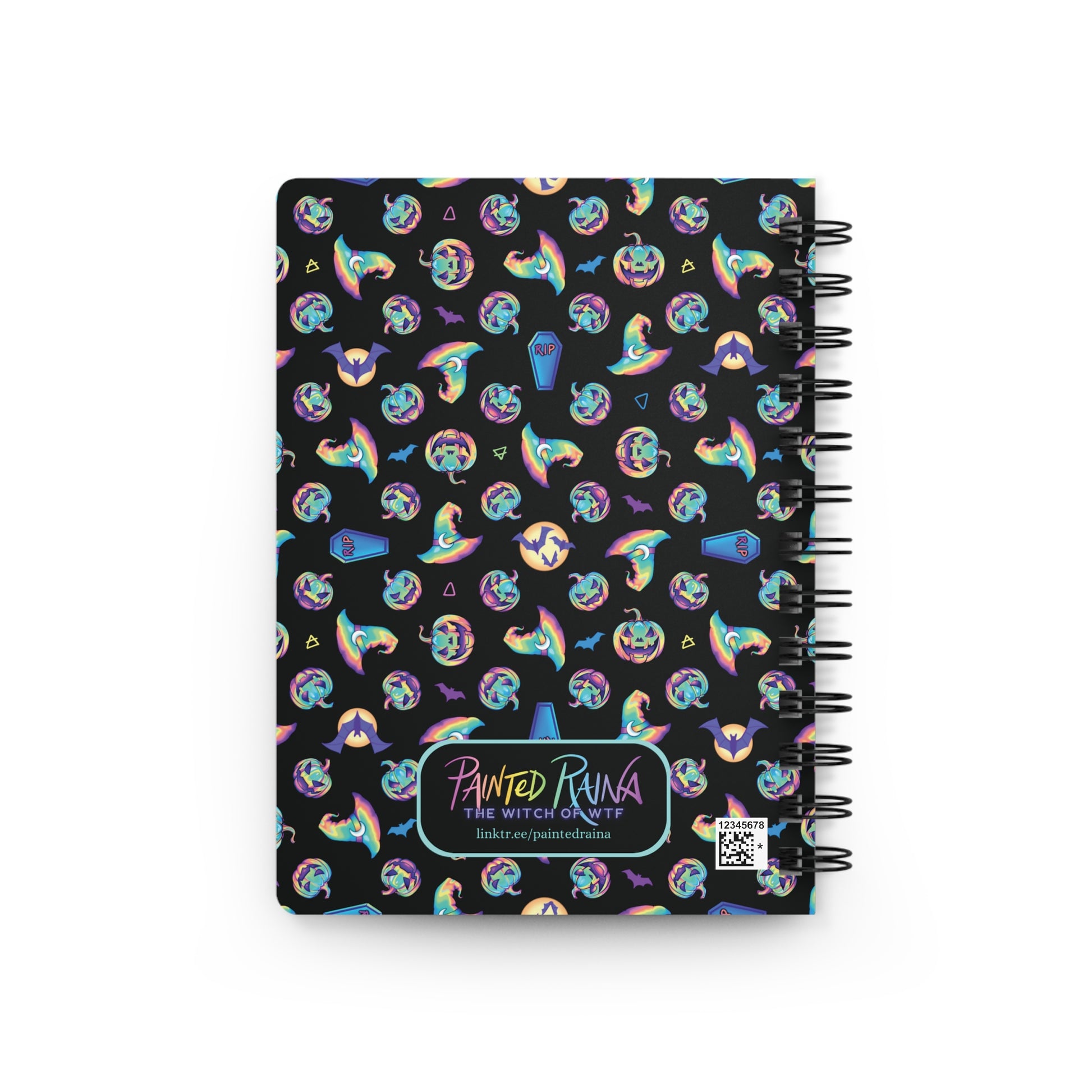 Rainbow Witch Hat Spiral Bound Journal - Black - Painted Raina
