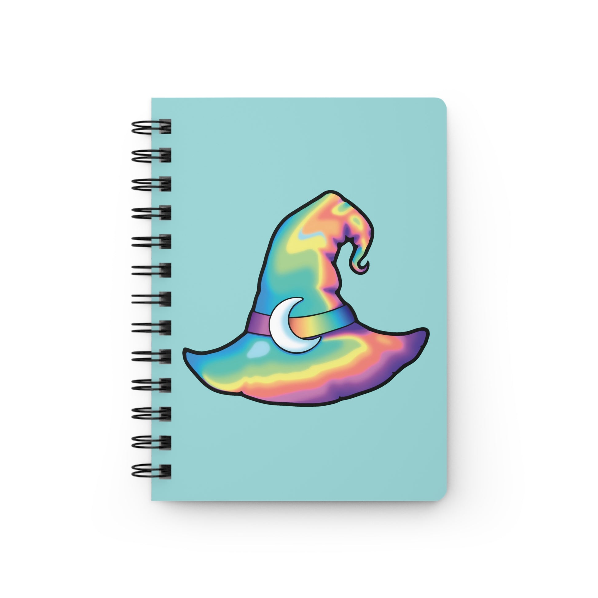 Rainbow Witch Hat Spiral Bound Journal - Aqua - Painted Raina