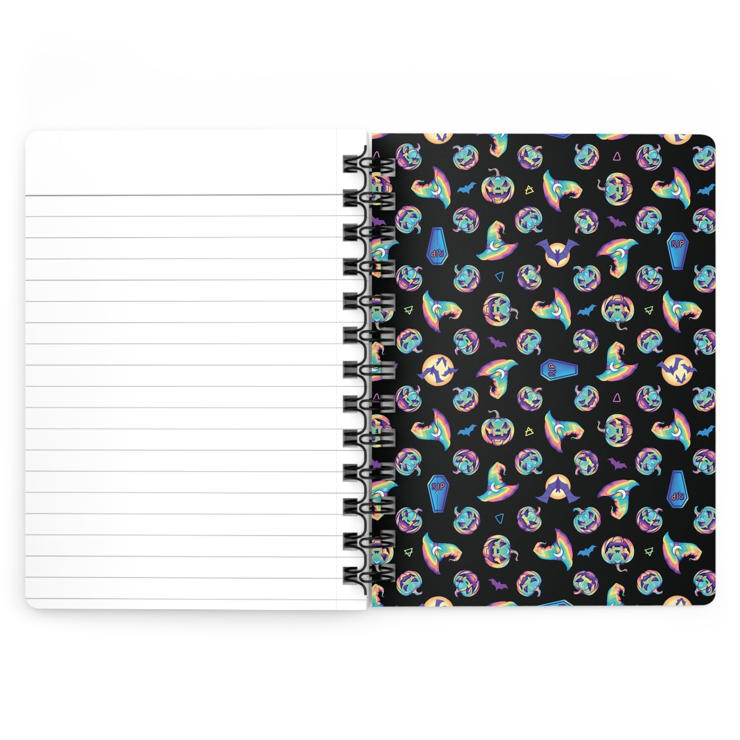 Rainbow Witch Hat Spiral Bound Journal - Black - Painted Raina