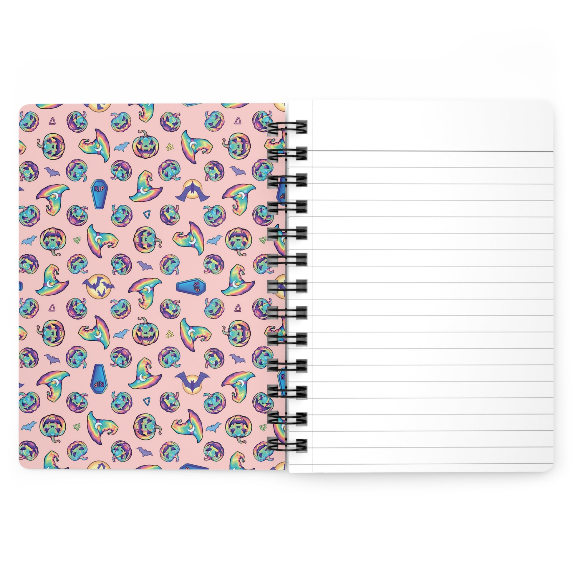 Rainbow Witch Hat Spiral Bound Journal - Coral - Painted Raina