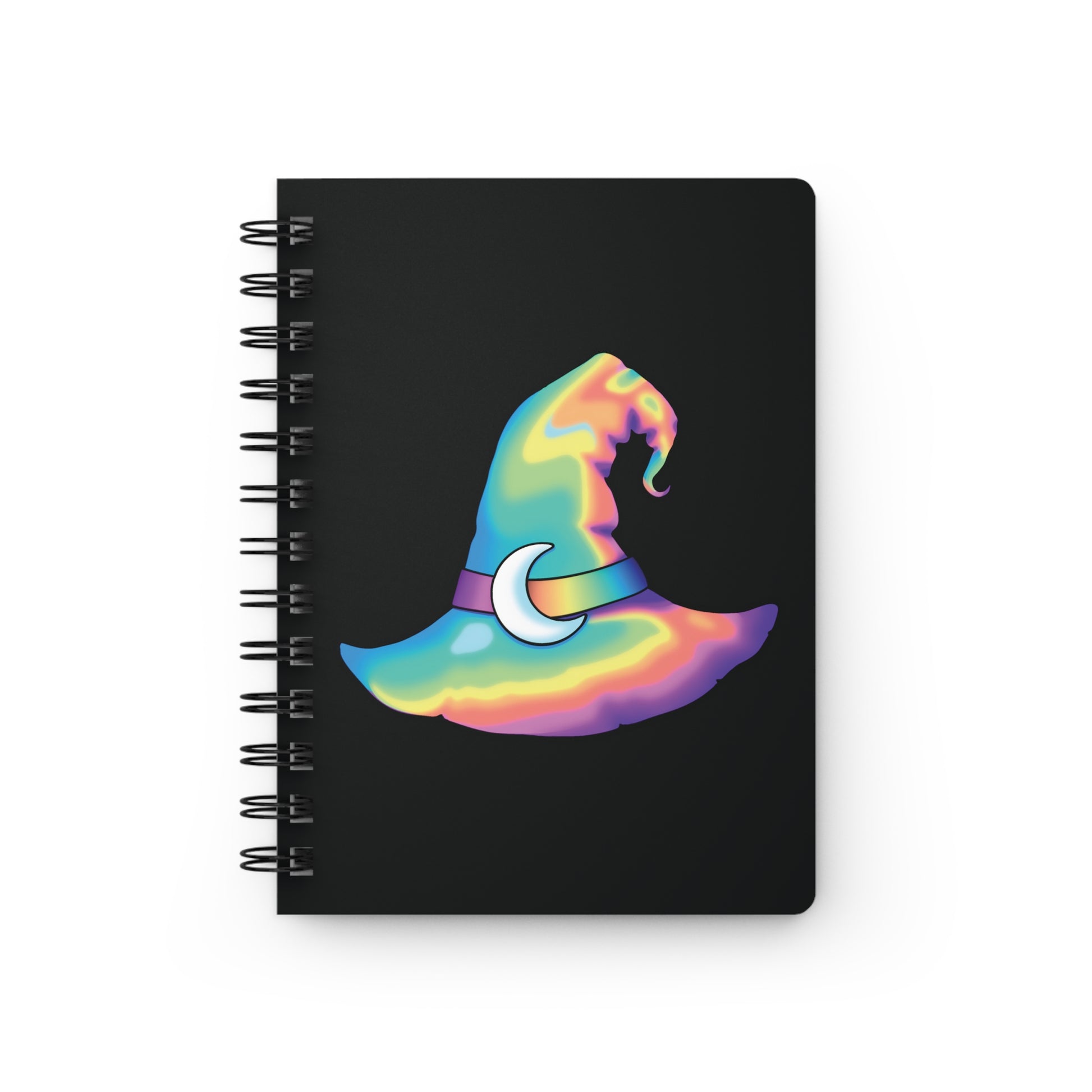 Rainbow Witch Hat Spiral Bound Journal - Black - Painted Raina