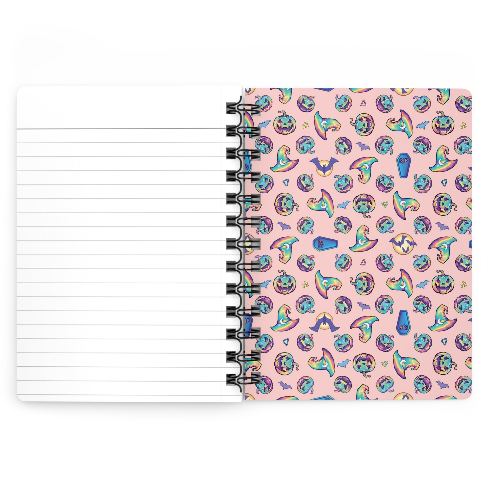 Rainbow Witch Hat Spiral Bound Journal - Coral - Painted Raina