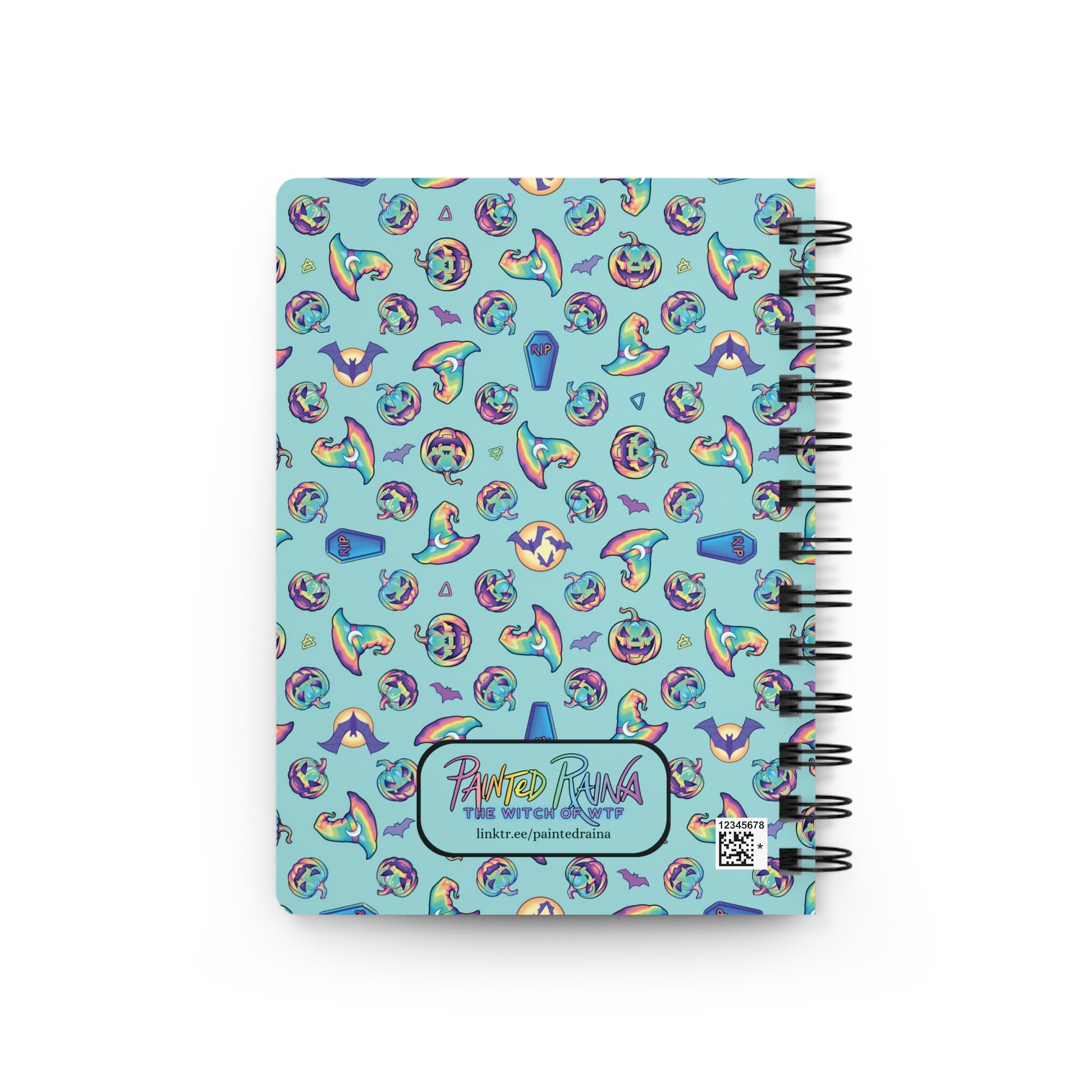 Rainbow Witch Hat Spiral Bound Journal - Aqua - Painted Raina
