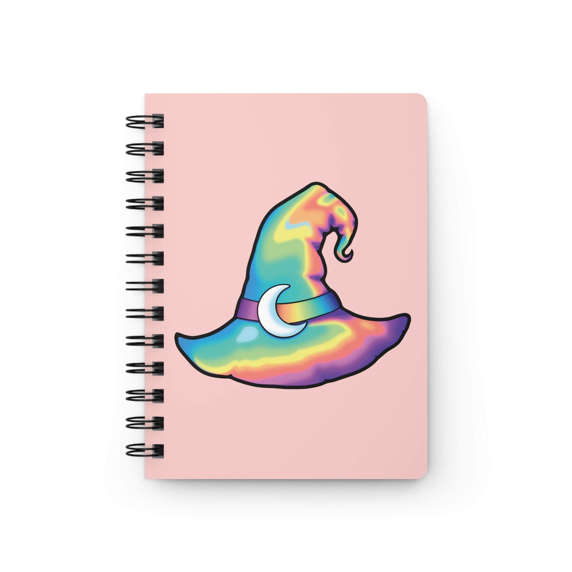 Rainbow Witch Hat Spiral Bound Journal - Coral - Painted Raina