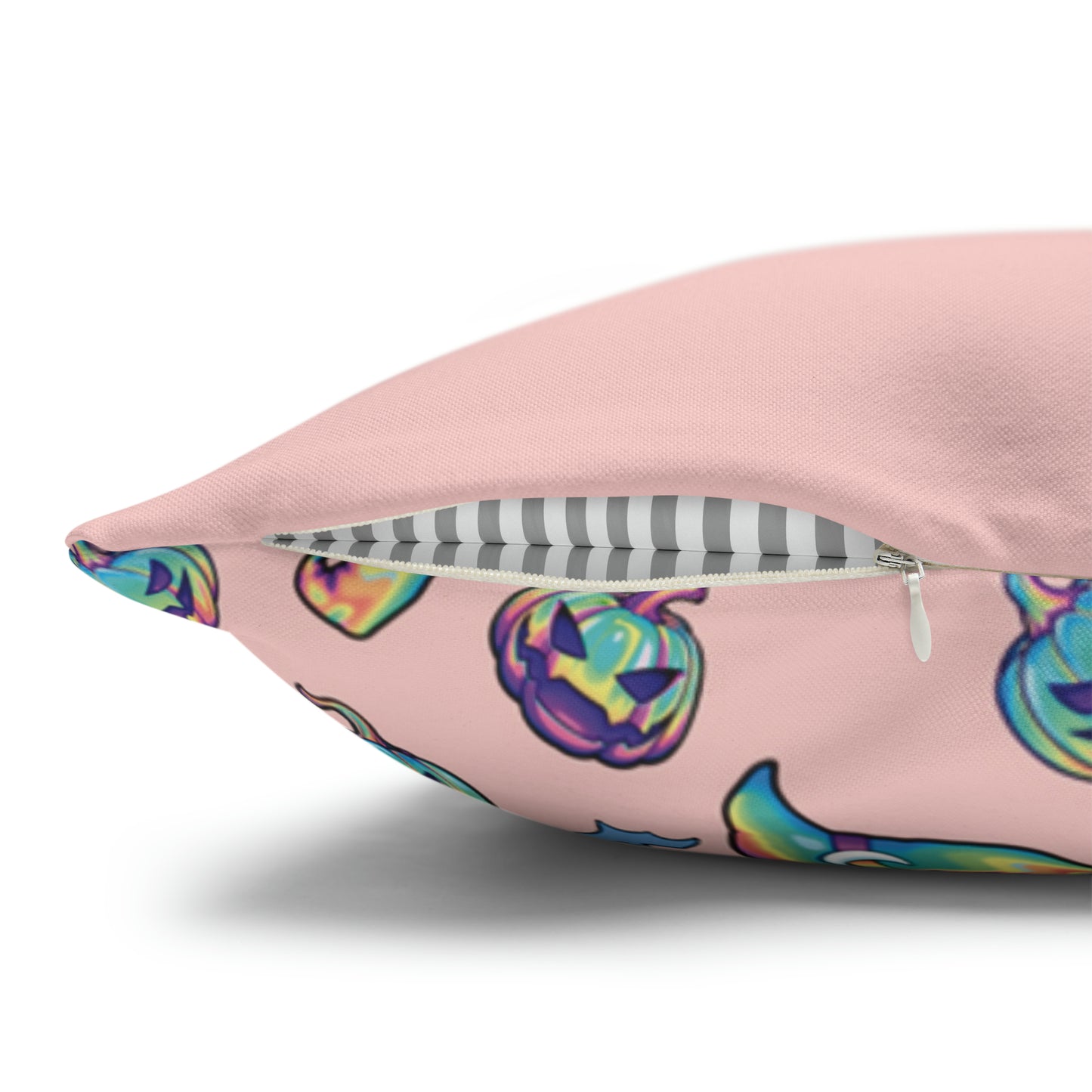Rainbow Witch Hat Reversible Square Pillow Case - Coral - Painted Raina