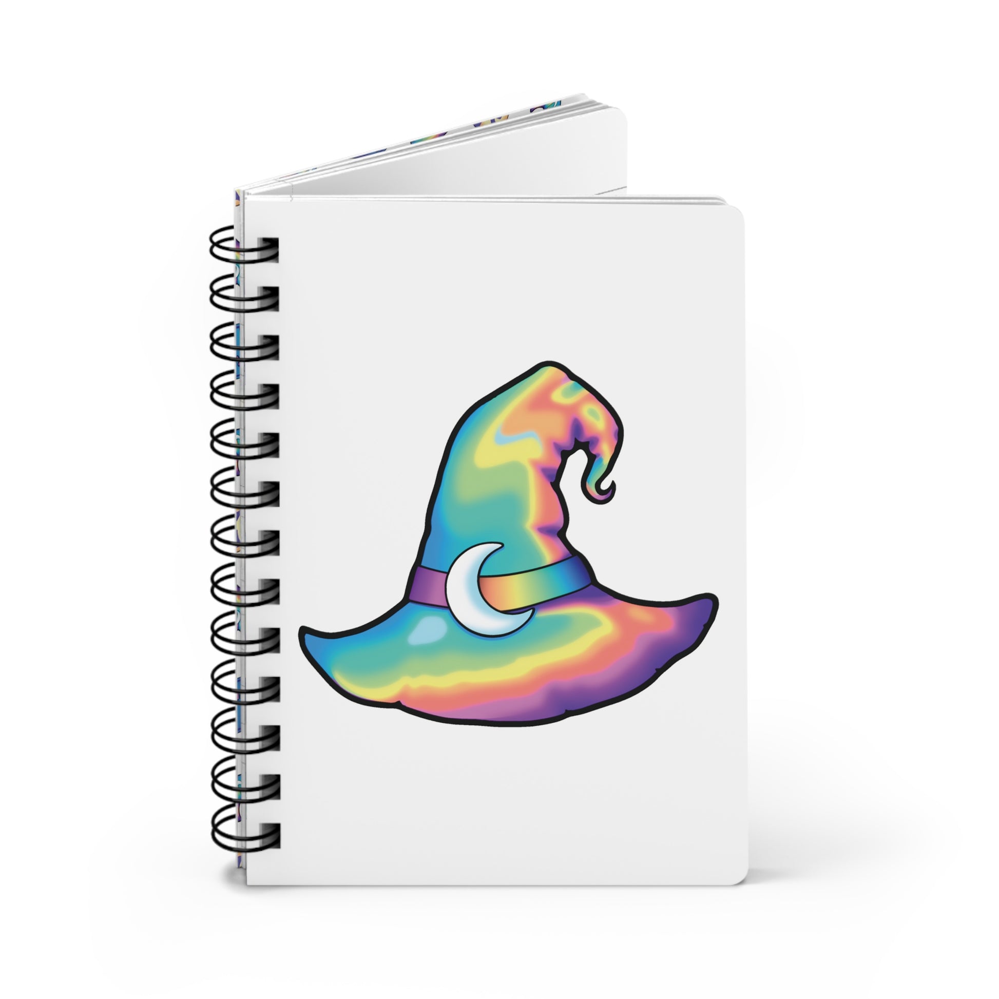 Rainbow Witch Hat Spiral Bound Journal - White - Painted Raina