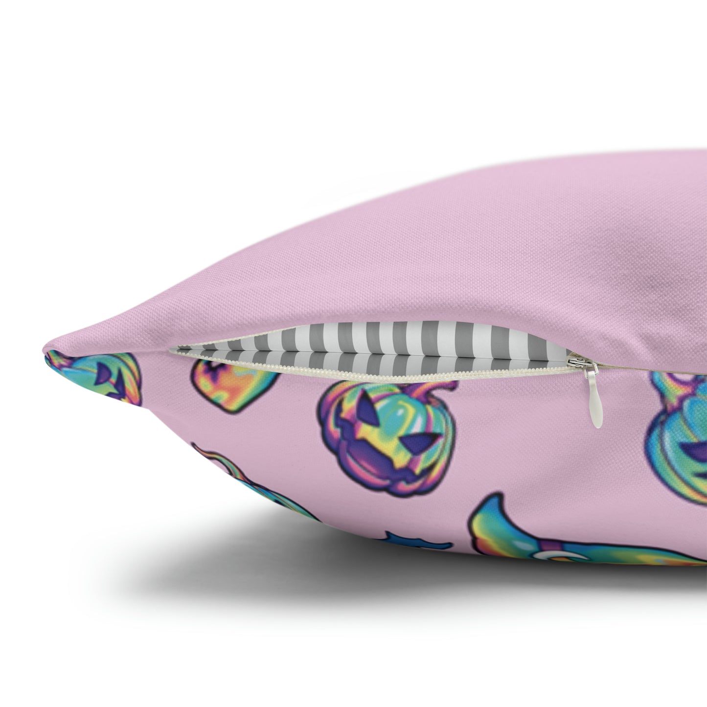 Rainbow Witch Hat Reversible Square Pillow Case - Pink