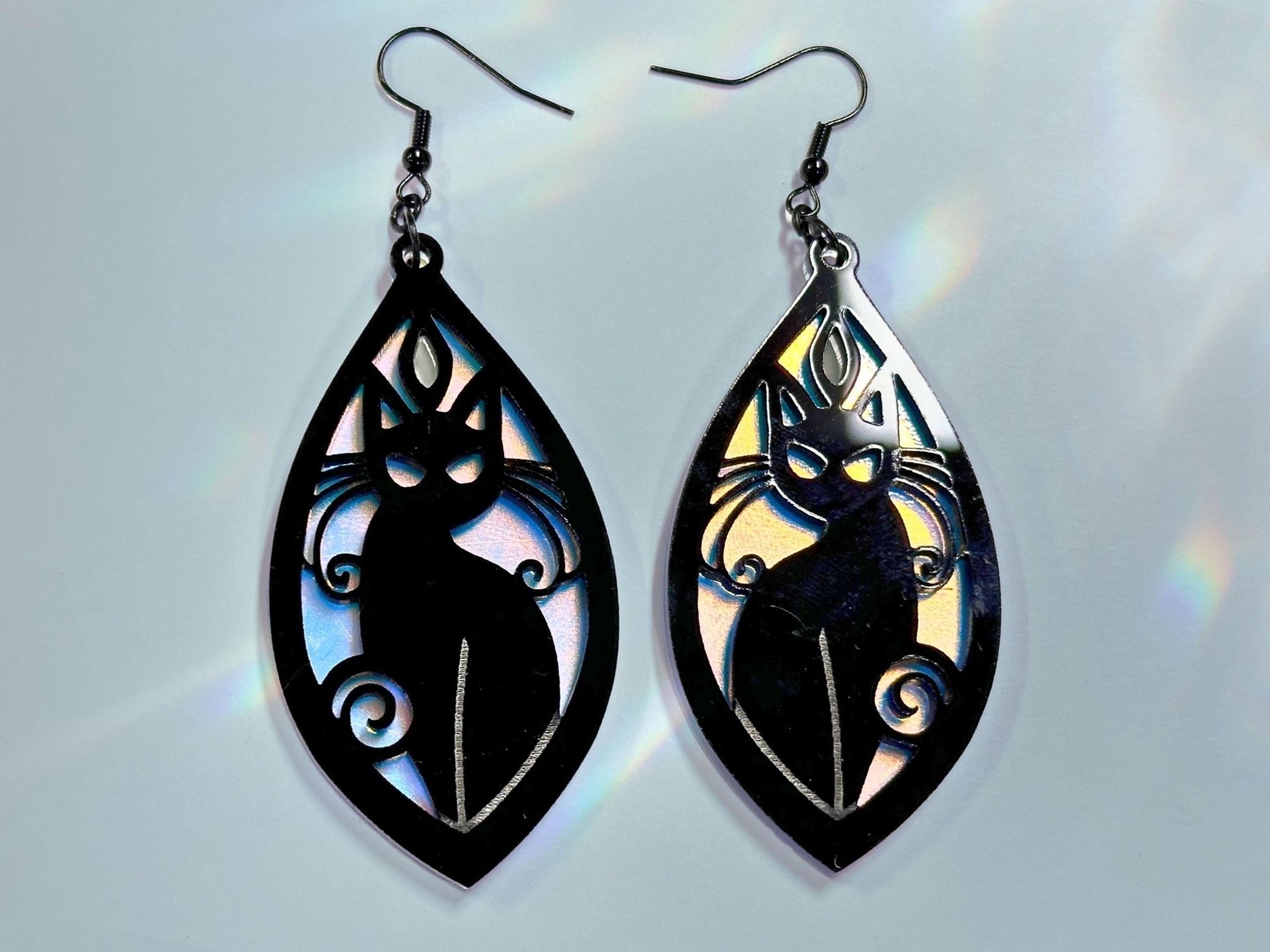 Black Cat | Black & Iridescent - Painted Raina