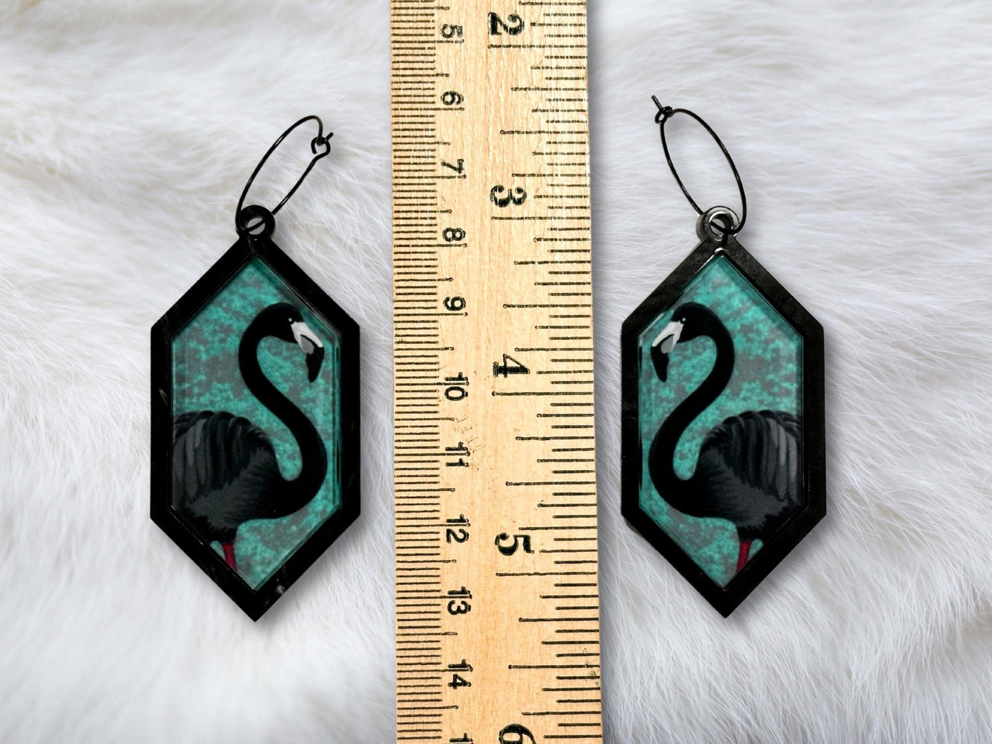 Black Flamingo Statement Earrings - Painted Raina