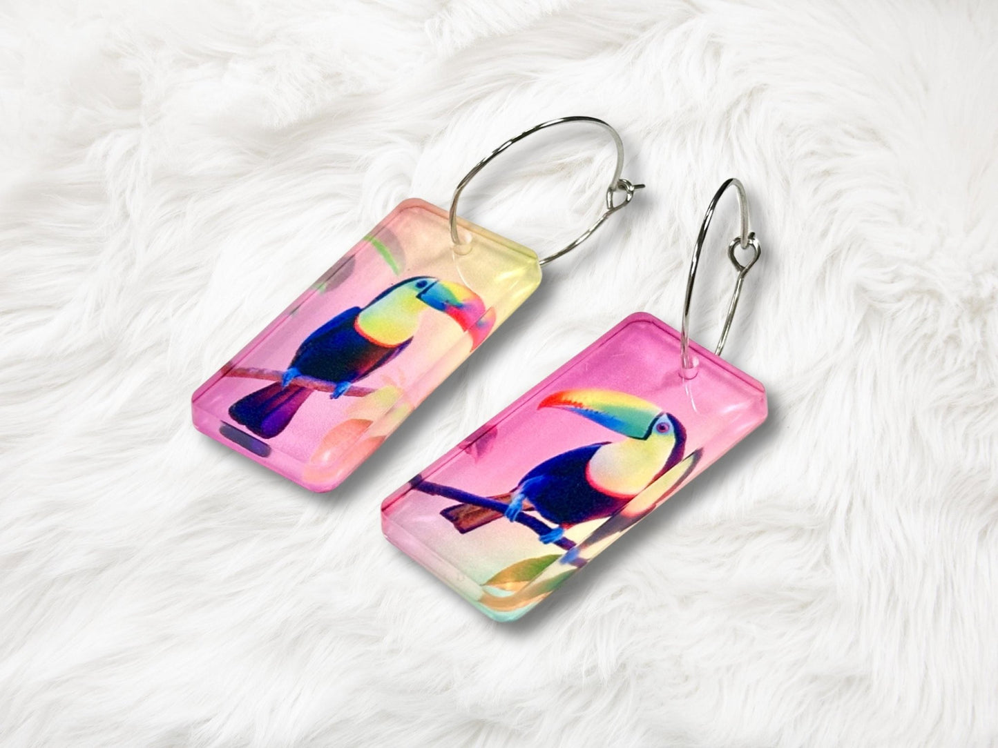 Colorful Toucan Earrings - Painted Raina
