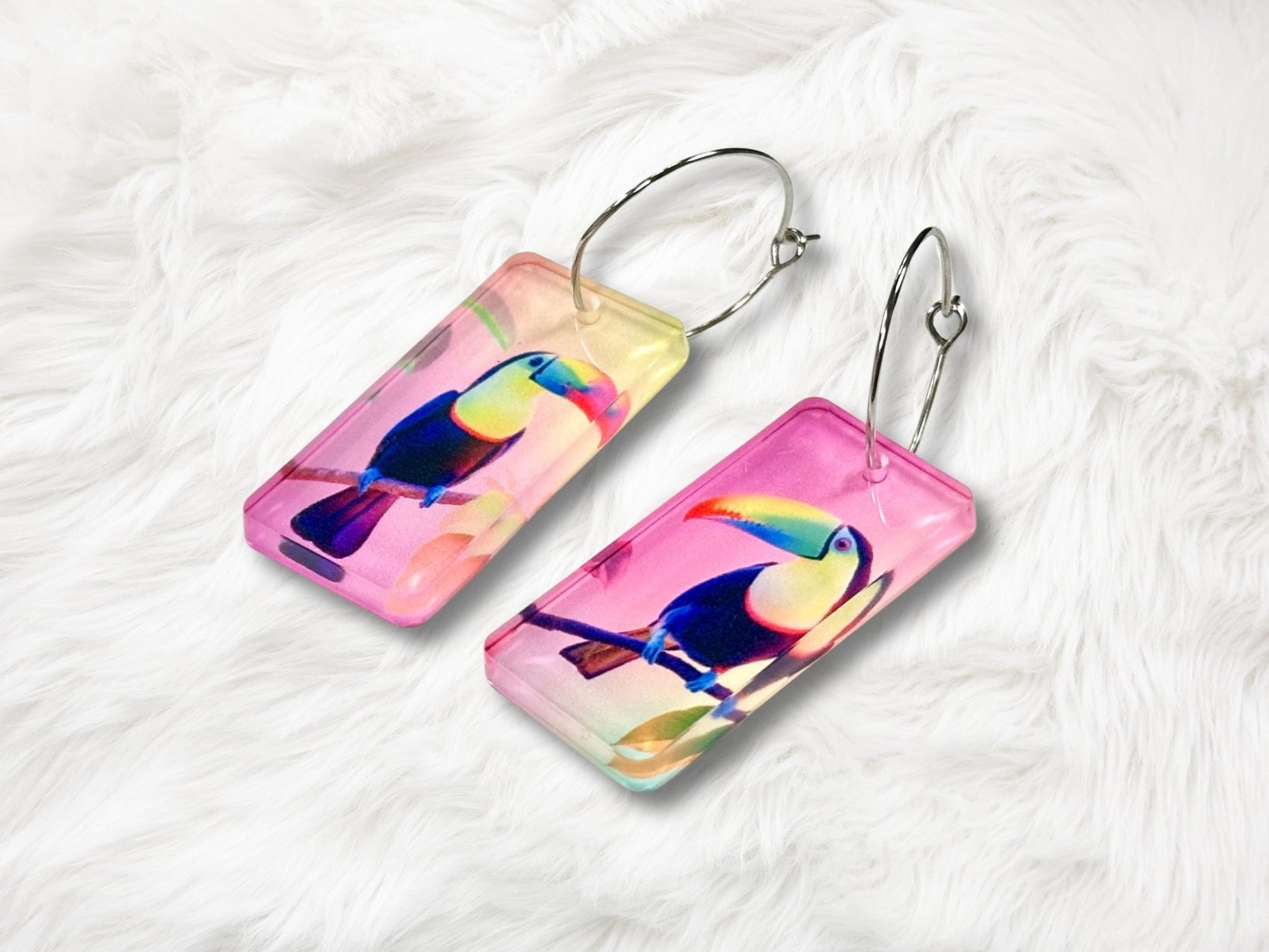 Colorful Toucan Earrings - Painted Raina