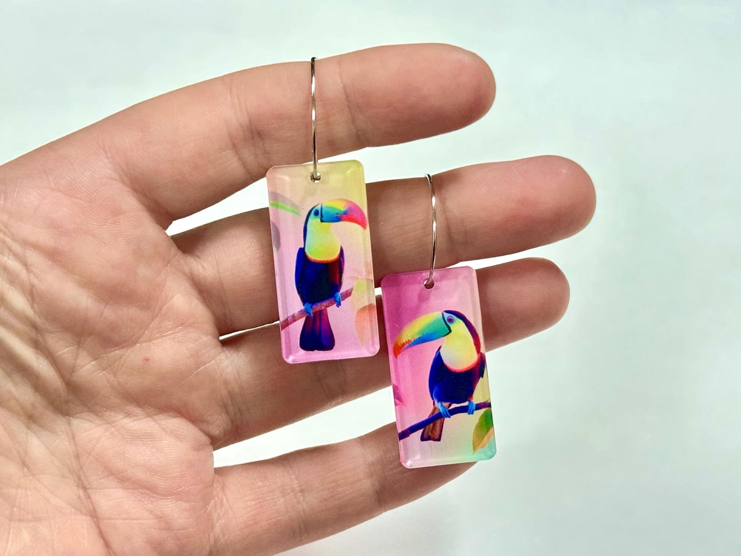 Colorful Toucan Earrings - Painted Raina