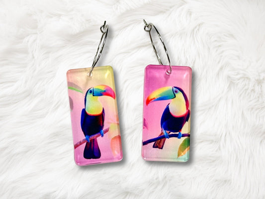 Colorful Toucan Earrings - Painted Raina