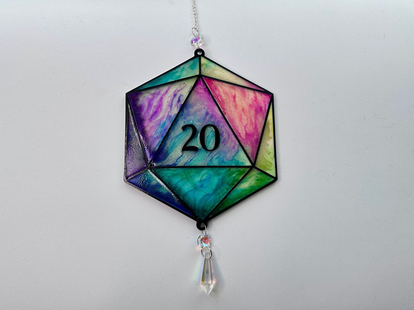 D20 Faux Stained Glass Sun Catcher - Painted Raina