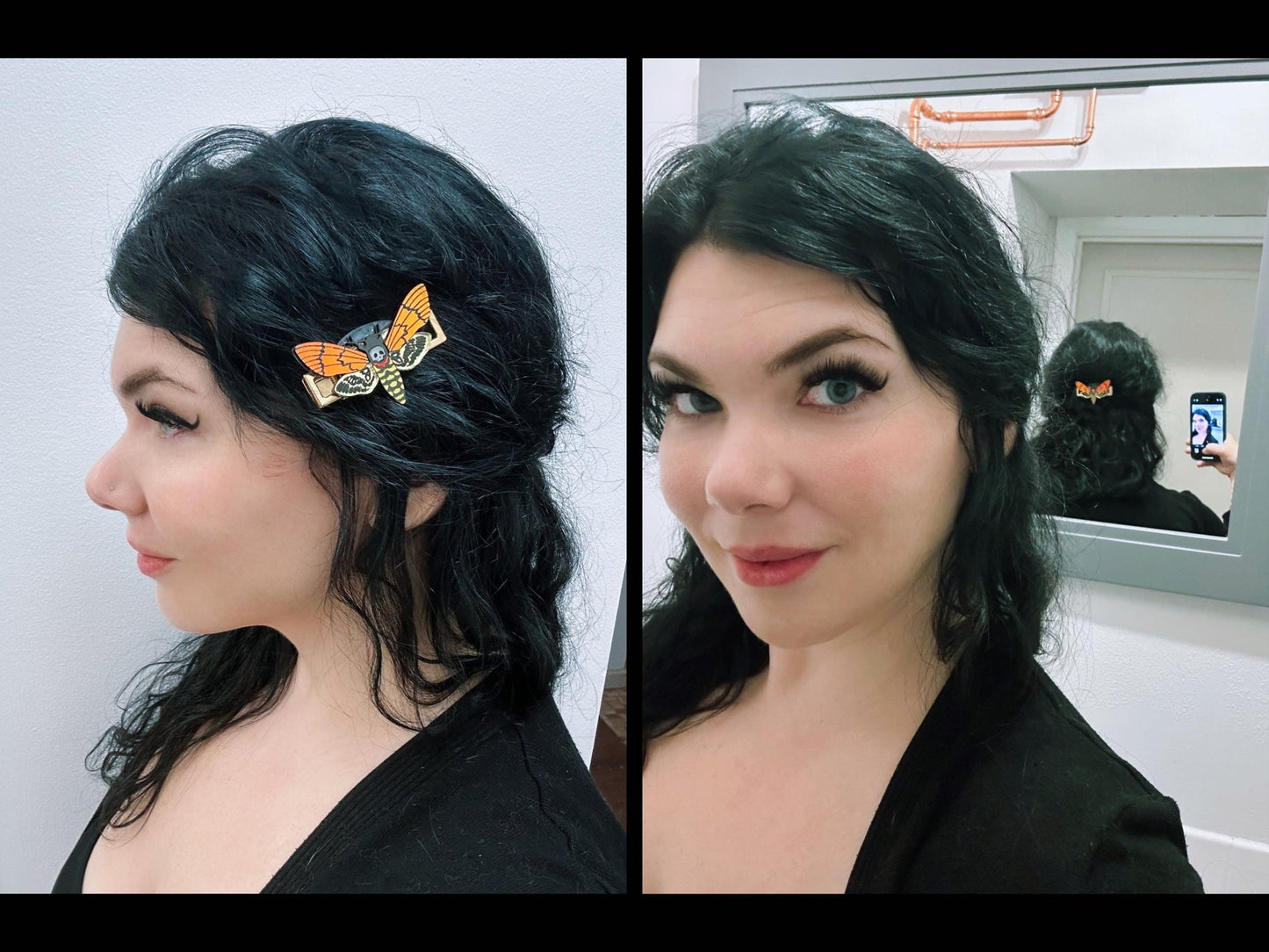 Deaths Head Moth Hair Clips - Painted Raina