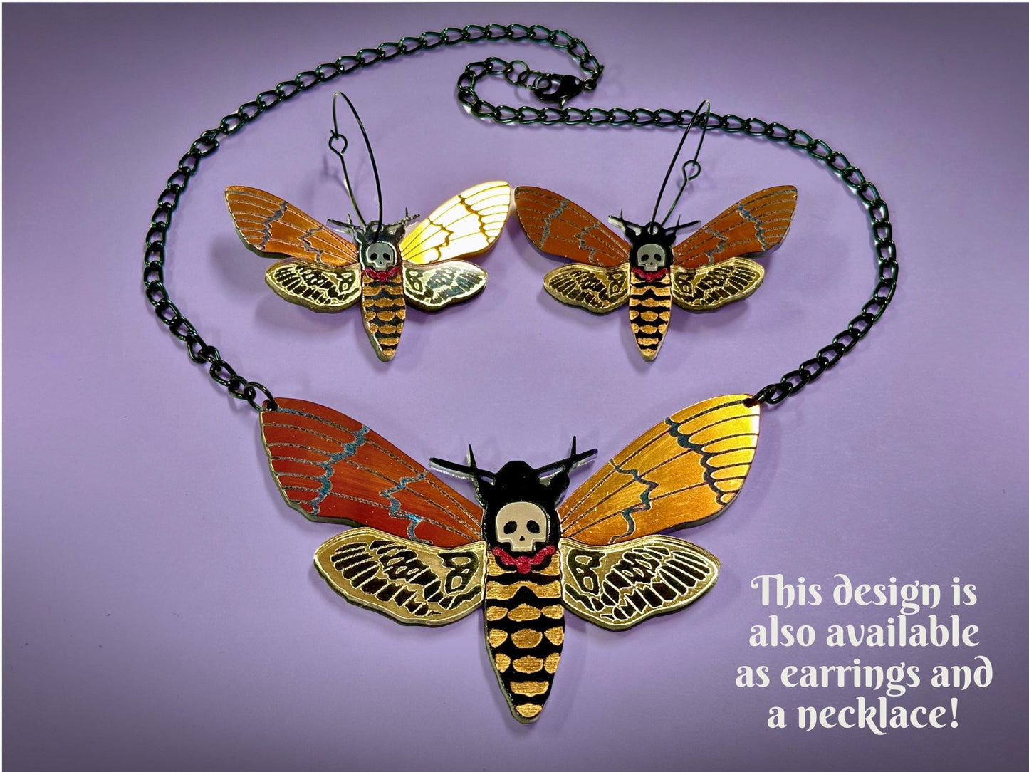 Deaths Head Moth Hair Clips - Painted Raina