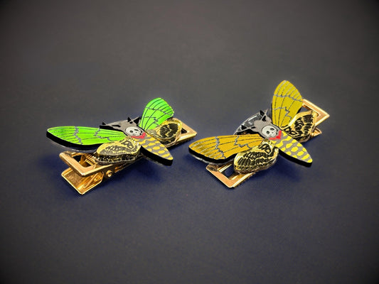Deaths Head Moth Hair Clips - Painted Raina