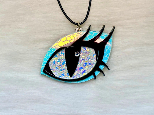 Dragon Eye Necklace | Iridescent White Dichrolam - Painted Raina