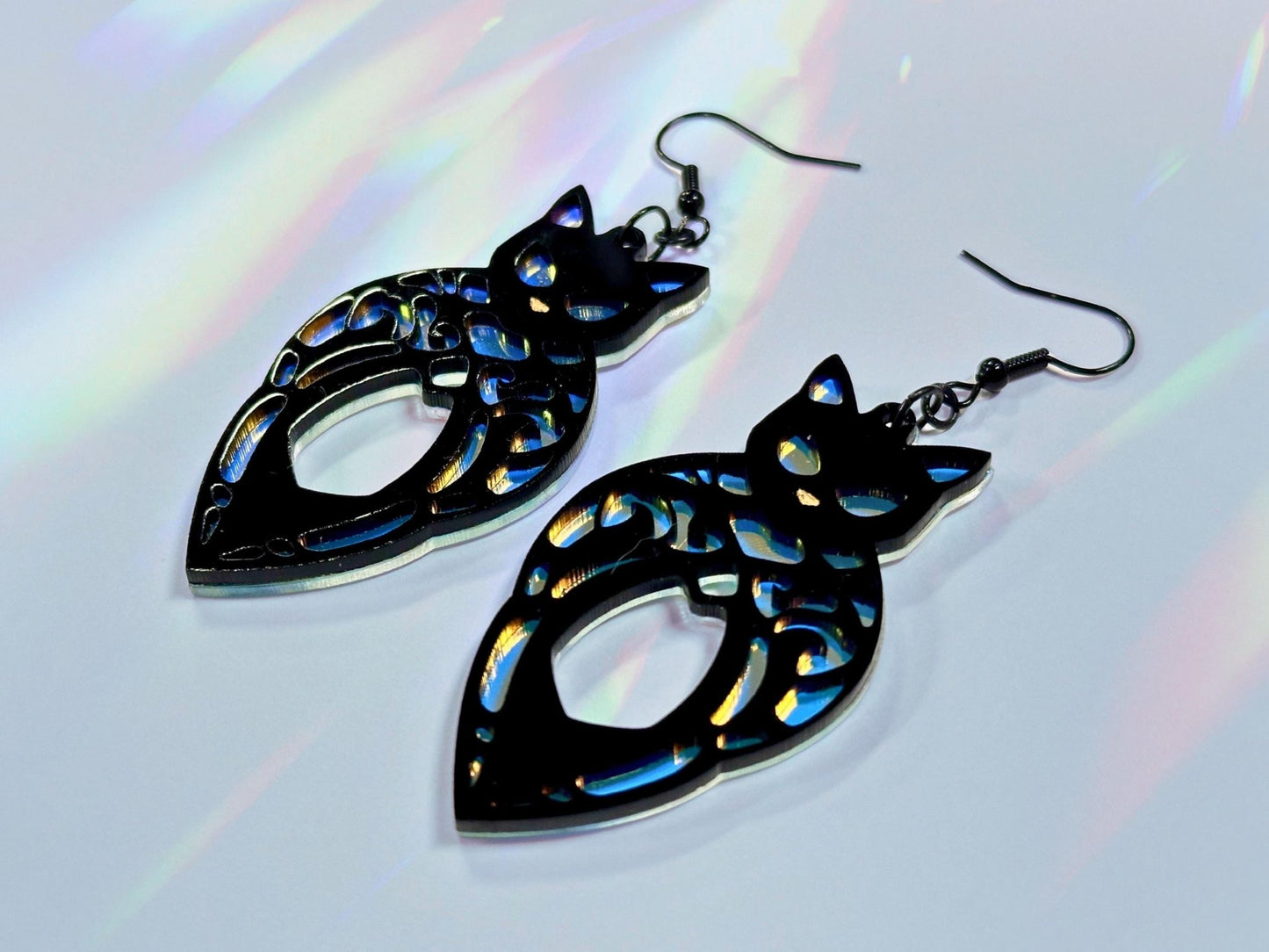 Egyptian Cat | Black & Iridescent - Painted Raina