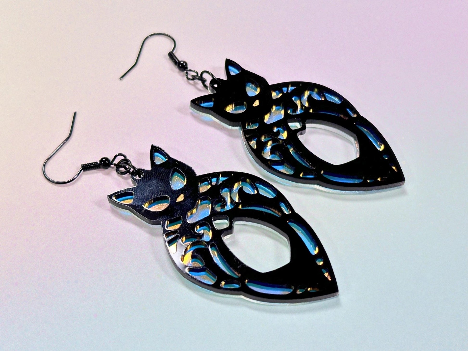 Egyptian Cat | Black & Iridescent - Painted Raina