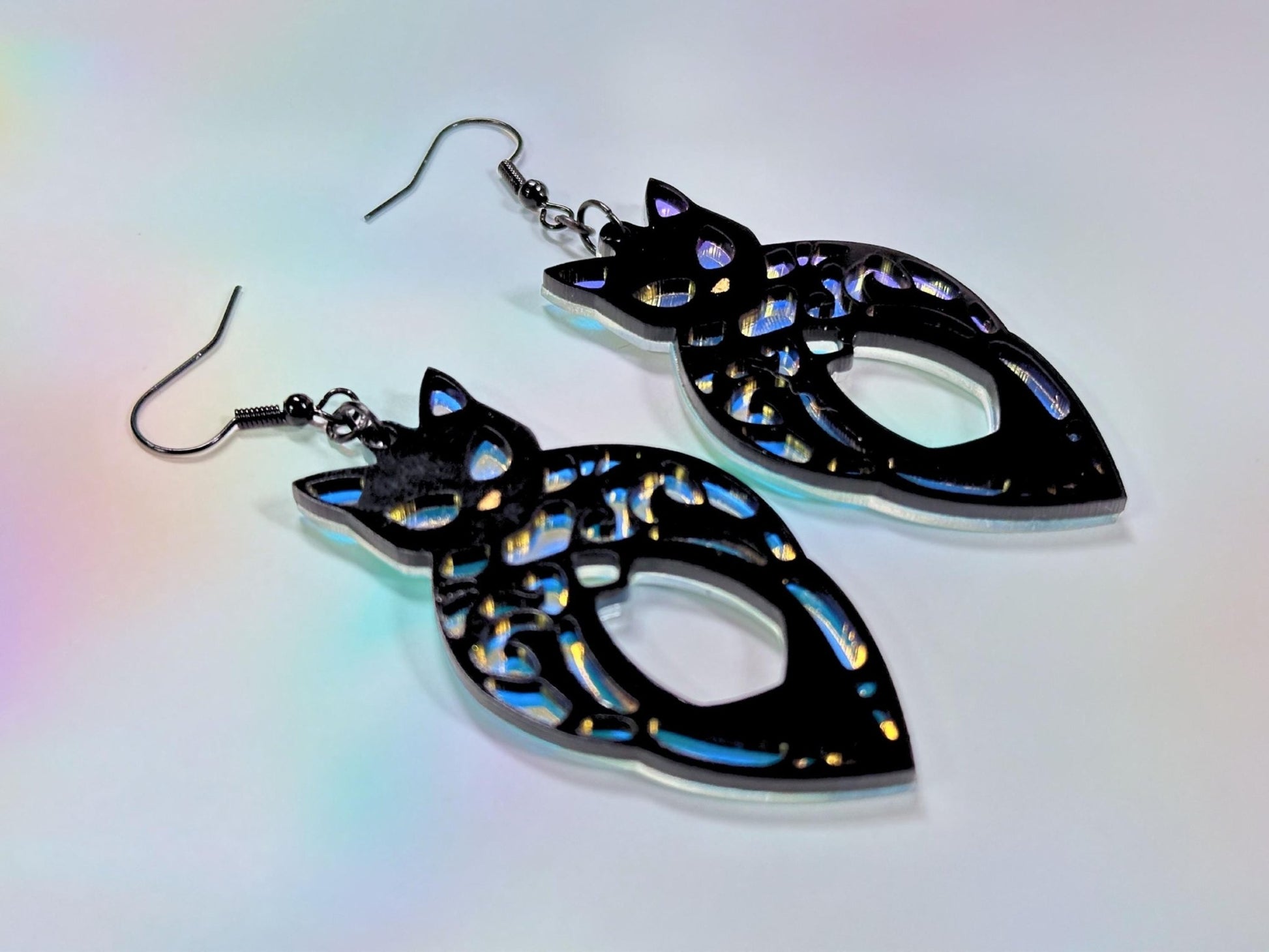 Egyptian Cat | Black & Iridescent - Painted Raina
