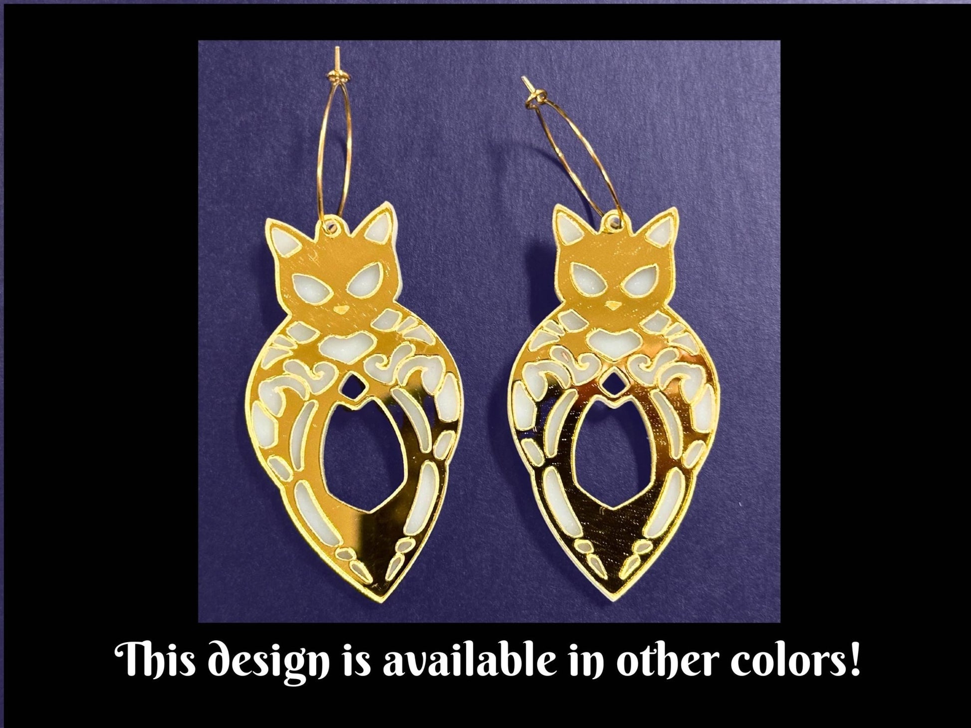Egyptian Cat | Black & Iridescent - Painted Raina