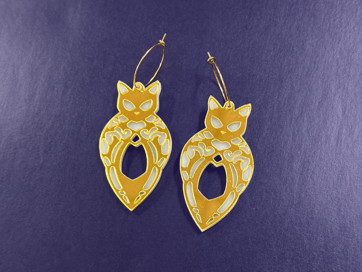 Egyptian Cat | Gold & White - Painted Raina