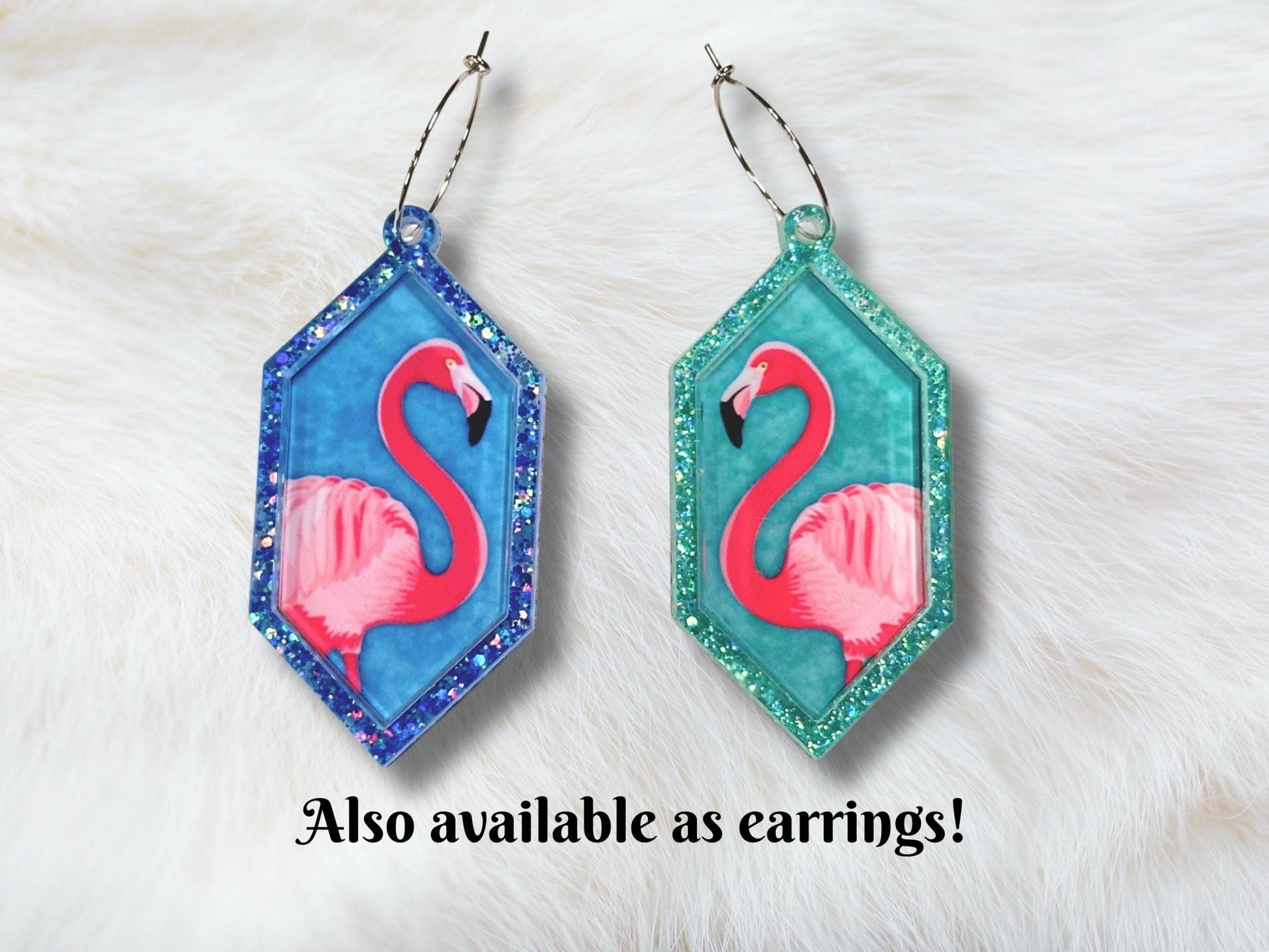 Glitter Flamingo Pendant Necklace - Painted Raina