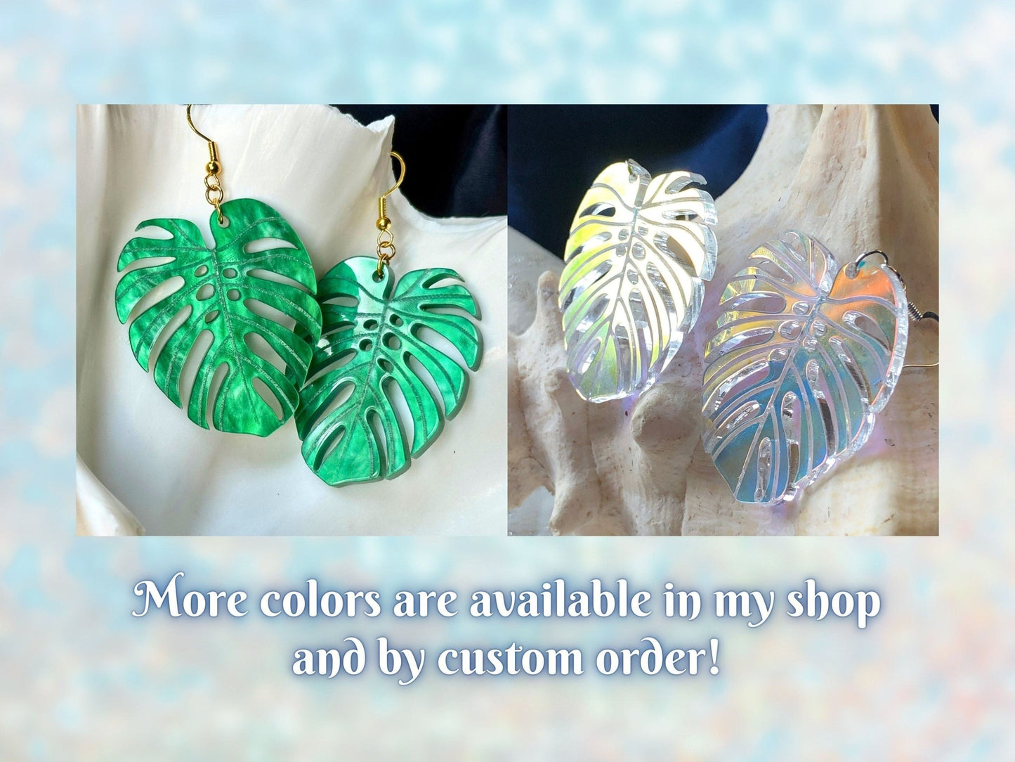 Glitter Monstera Leaf Earrings - Painted Raina
