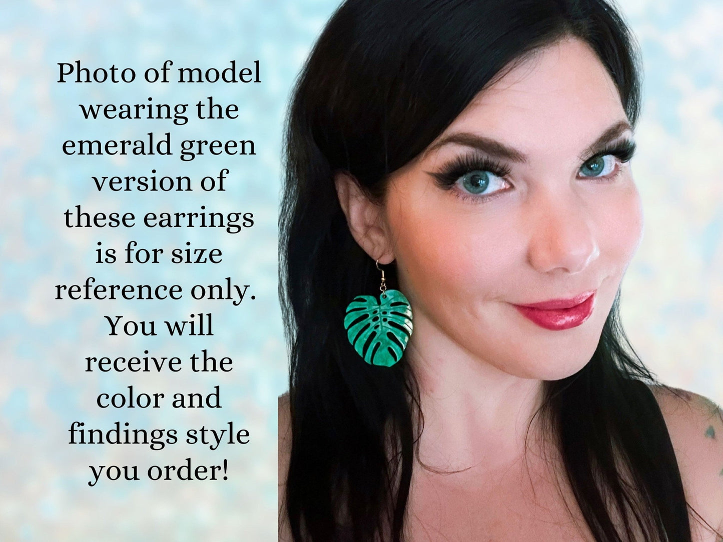 Glitter Monstera Leaf Earrings - Painted Raina