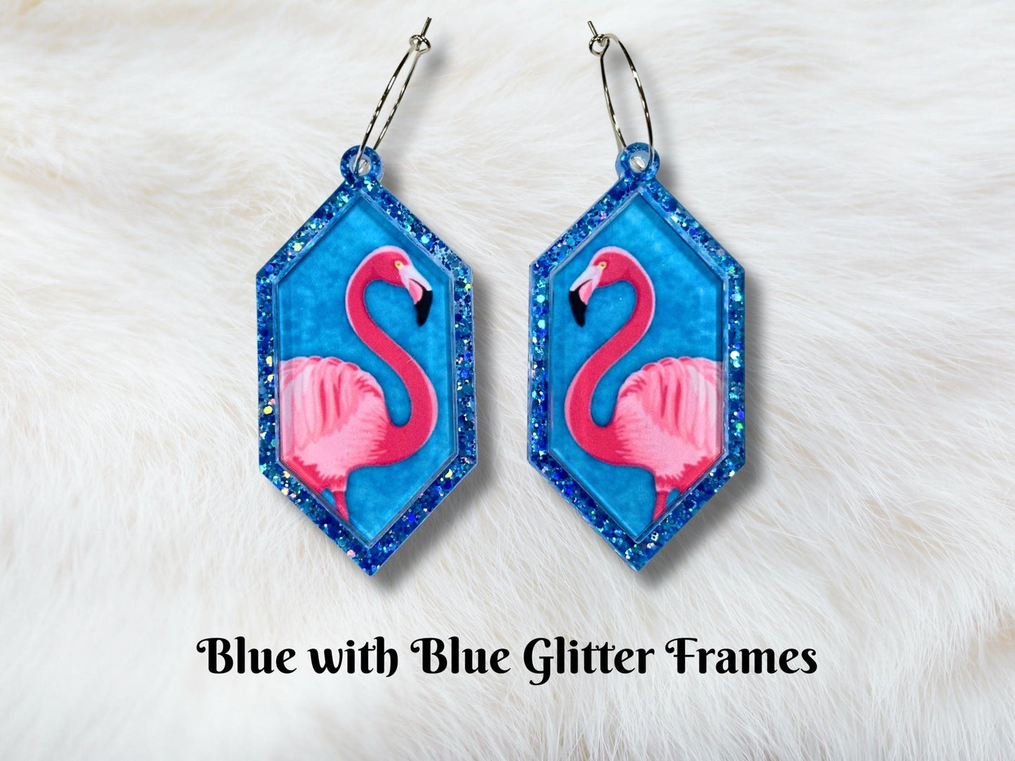 Glitter Pink Flamingo Earrings - Painted Raina