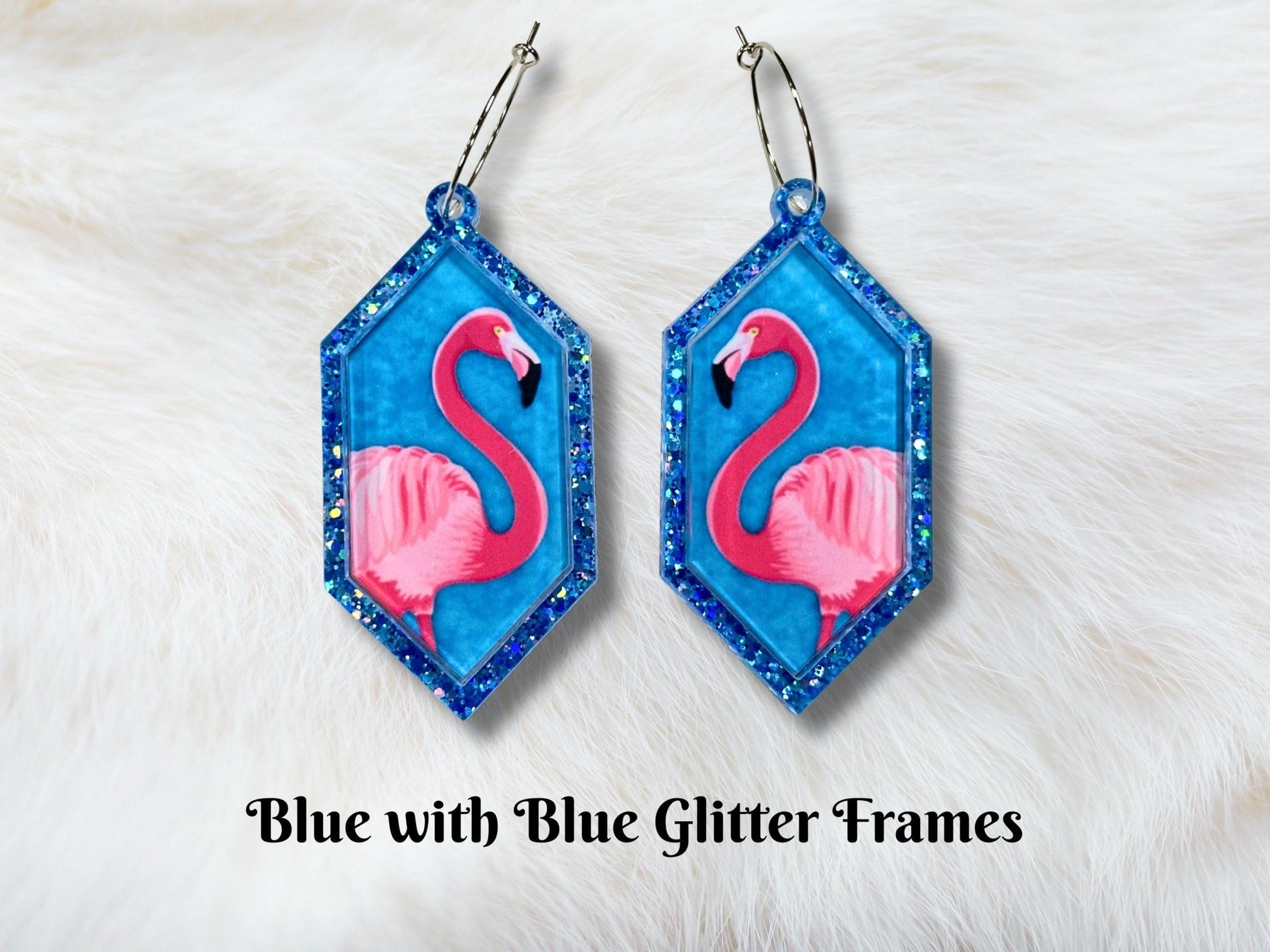 Glitter Pink Flamingo Earrings - Painted Raina