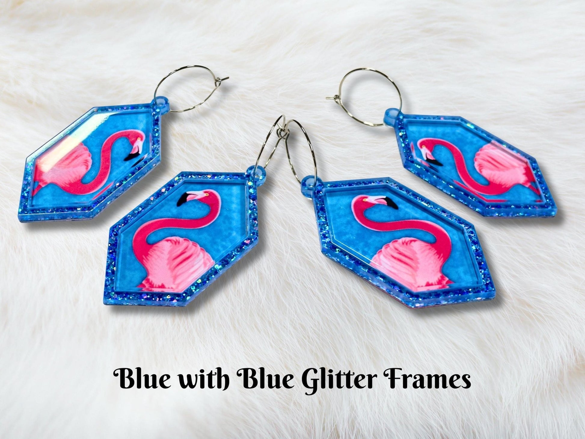 Glitter Pink Flamingo Earrings - Painted Raina
