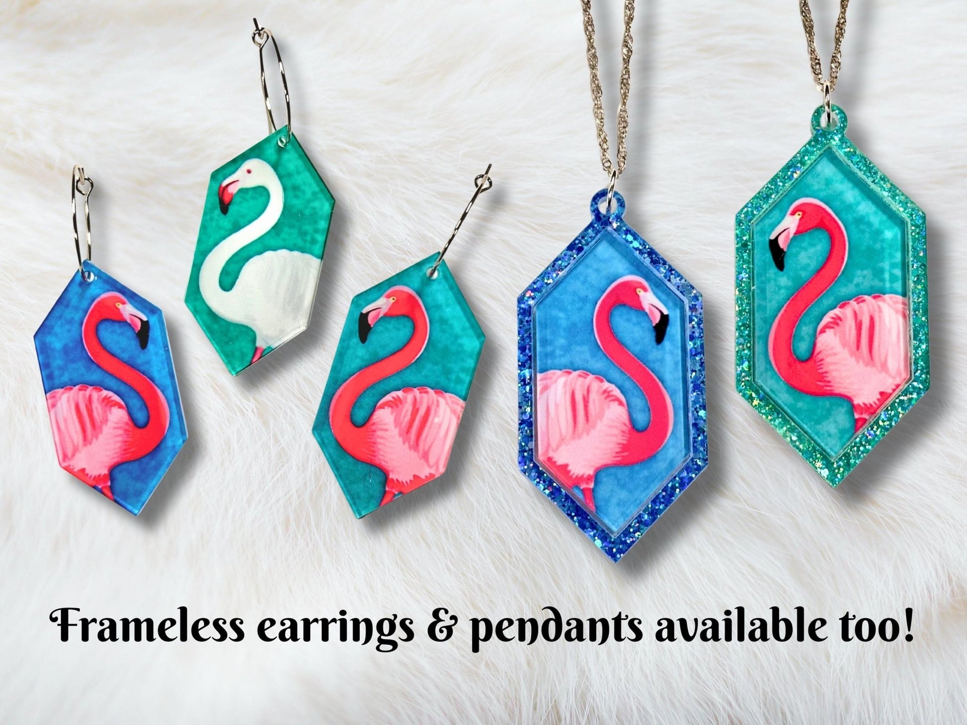 Glitter Pink Flamingo Earrings - Painted Raina
