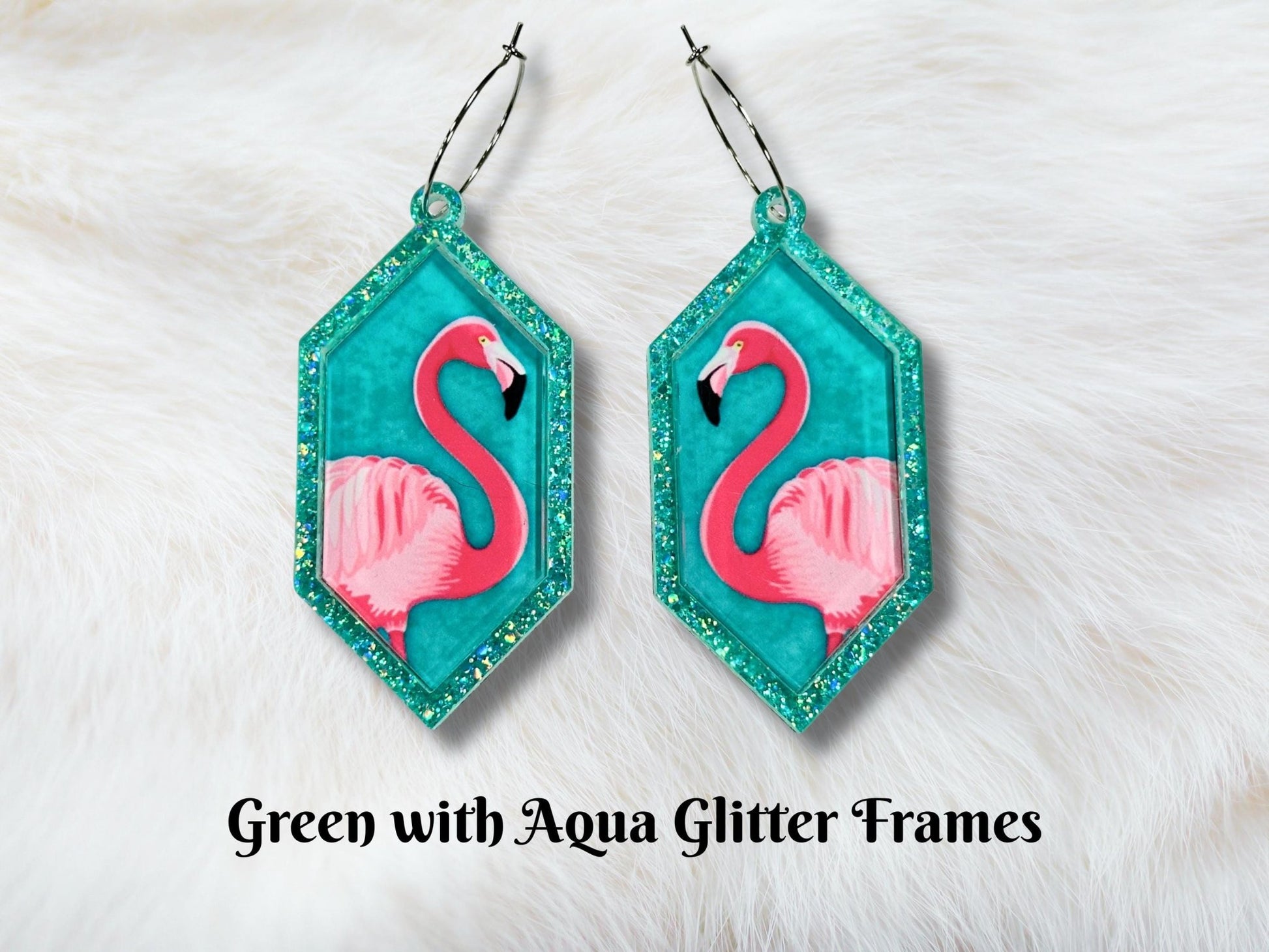Glitter Pink Flamingo Earrings - Painted Raina