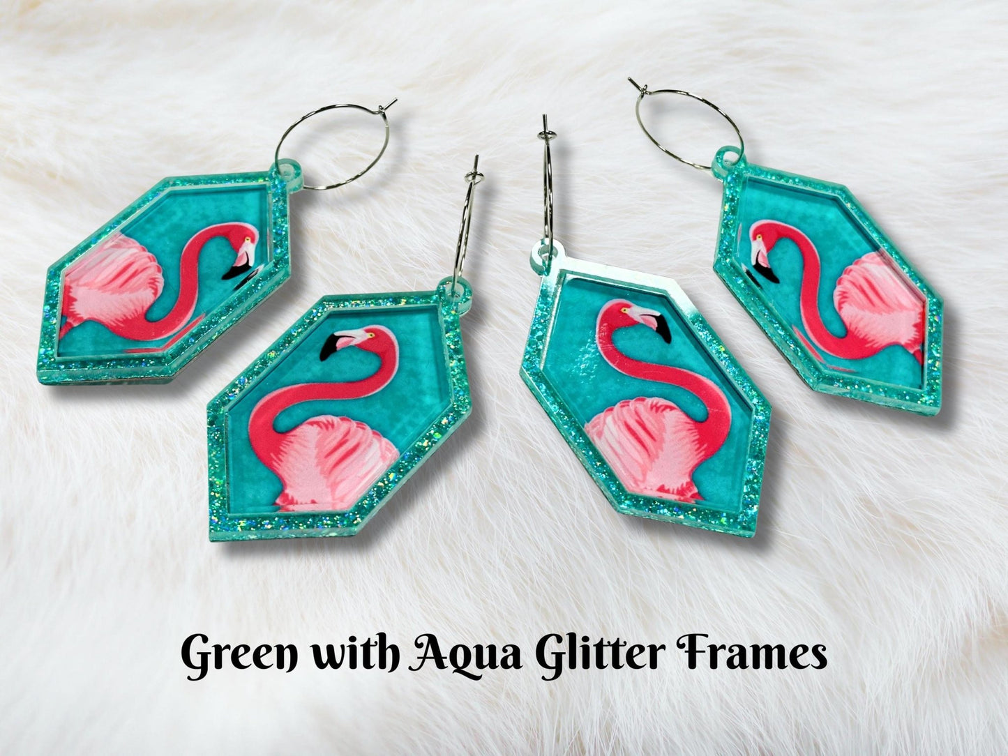 Glitter Pink Flamingo Earrings - Painted Raina