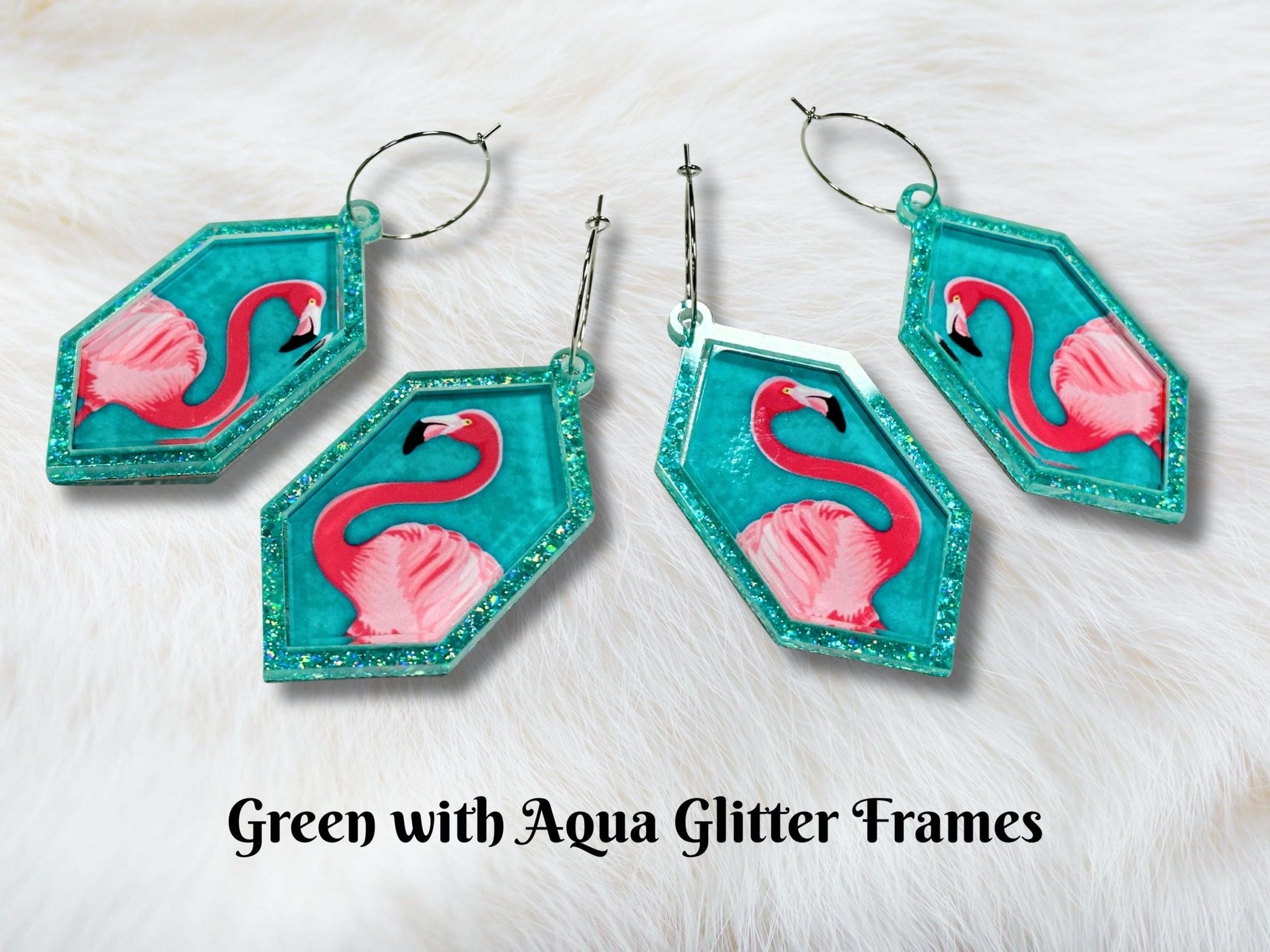 Glitter Pink Flamingo Earrings - Painted Raina