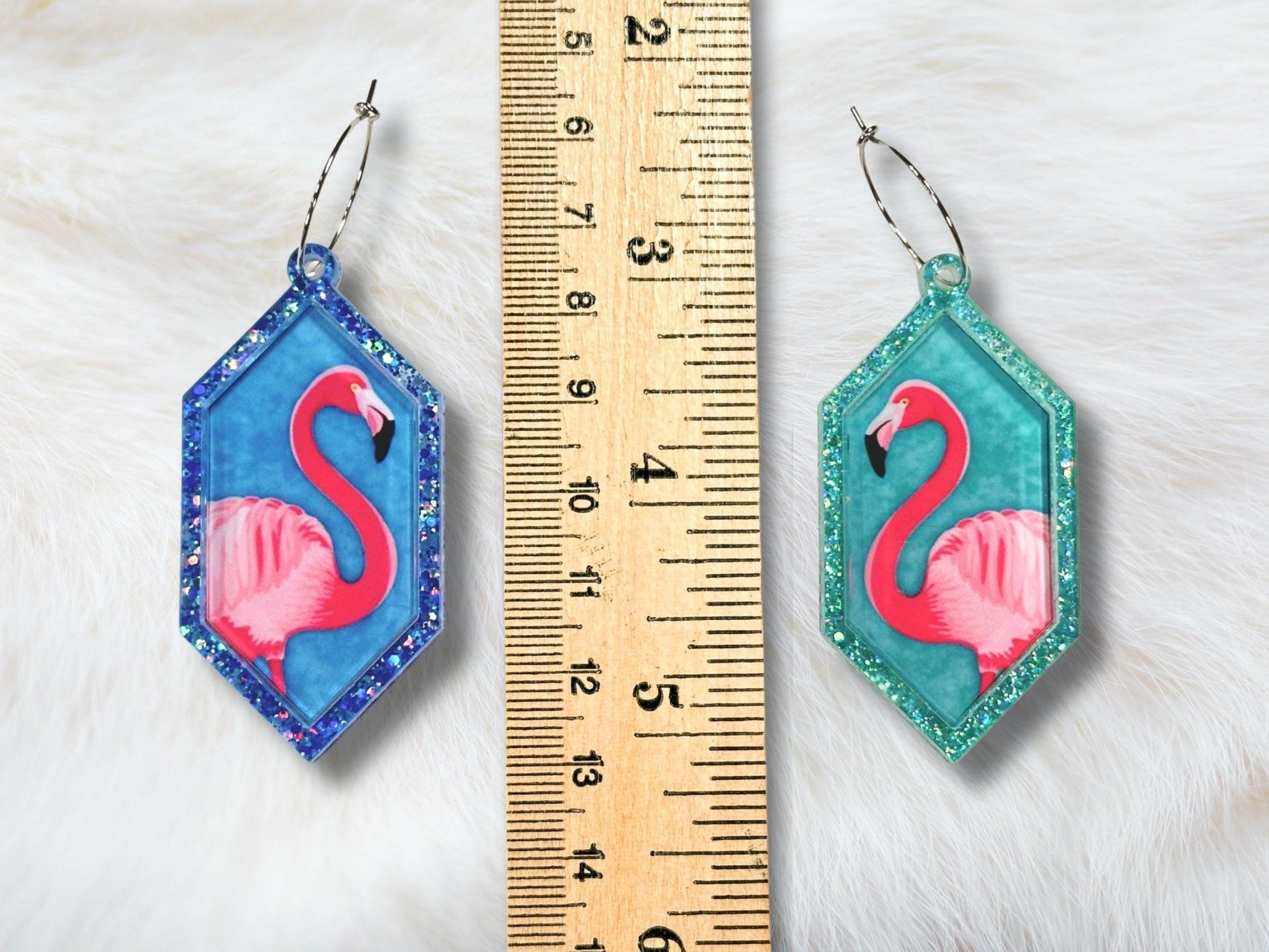 Glitter Pink Flamingo Earrings - Painted Raina