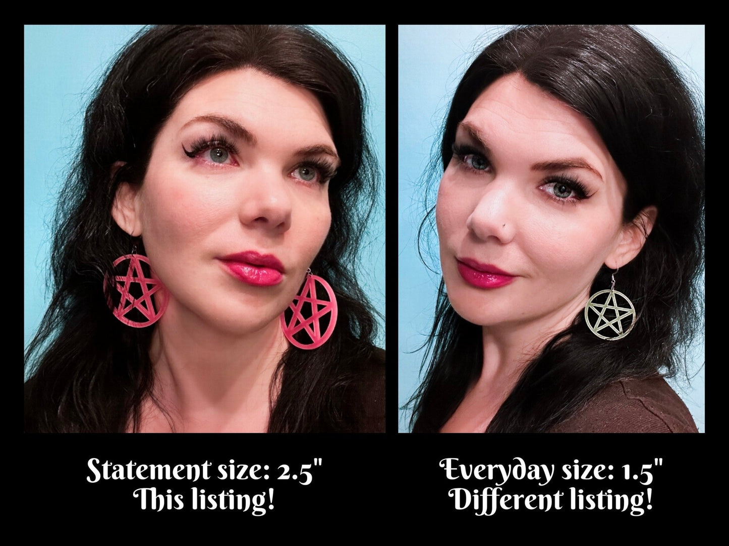 Glowing XL Pentagram Statement Earrings - Painted Raina