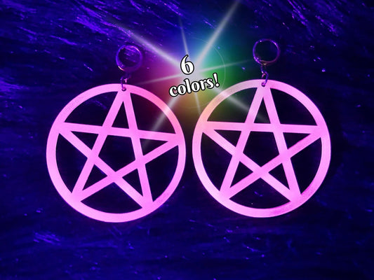Glowing XL Pentagram Statement Earrings - Painted Raina