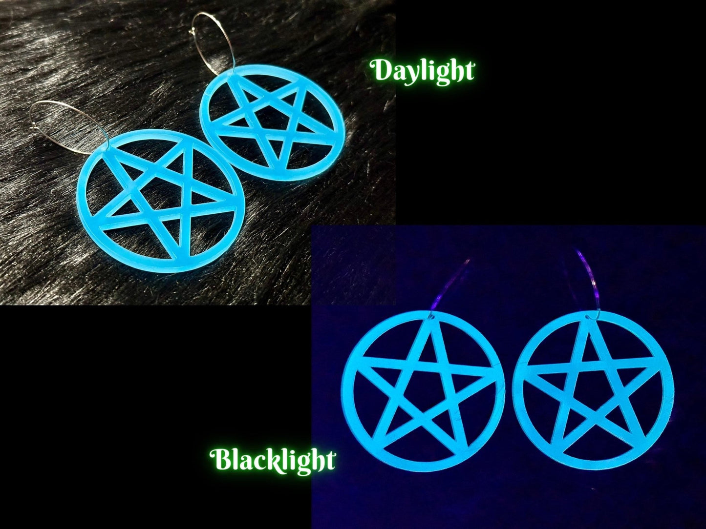 Glowing XL Pentagram Statement Earrings - Painted Raina