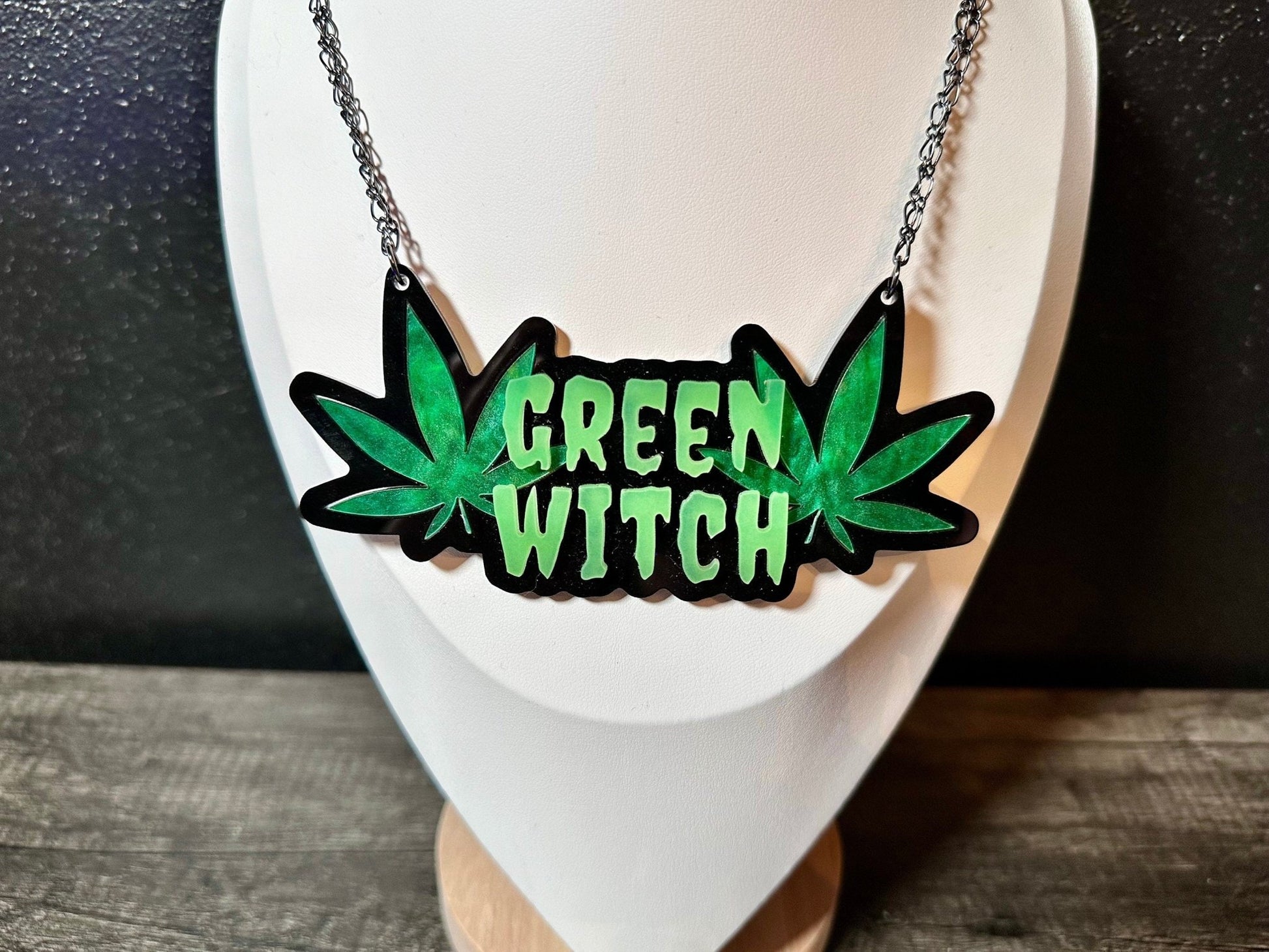 Green Witch Necklace - Painted Raina