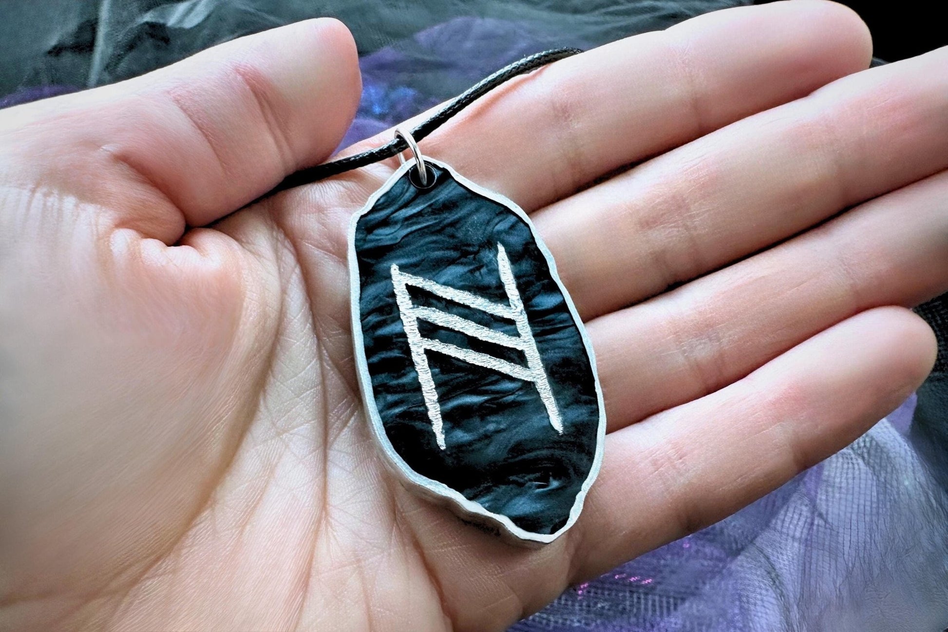 Happy Marriage Viking Rune Necklace - Customizable with Couple's Initials and Colors - Painted Raina