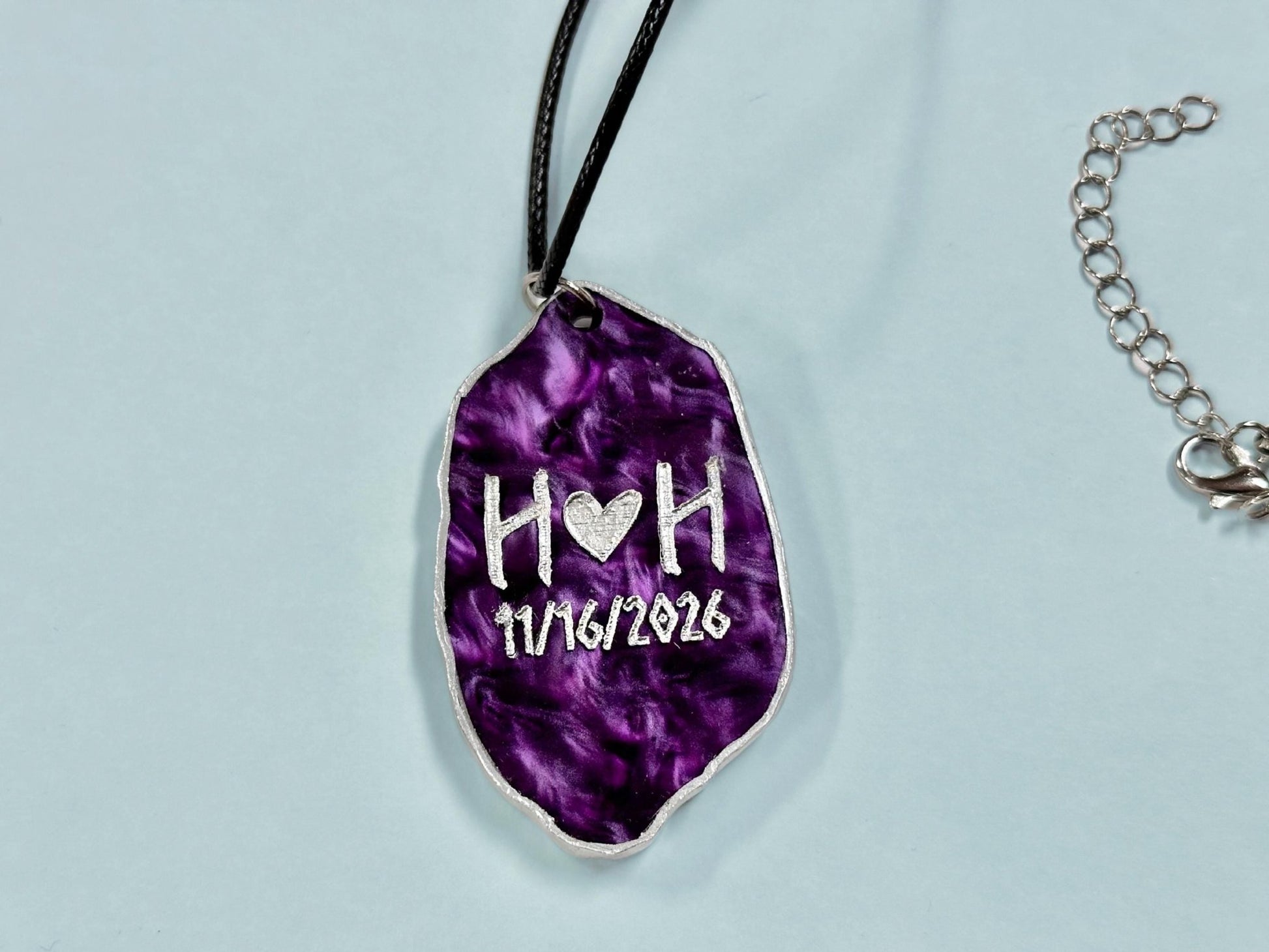 Happy Marriage Viking Rune Necklace - Customizable with Couple's Initials and Colors - Painted Raina