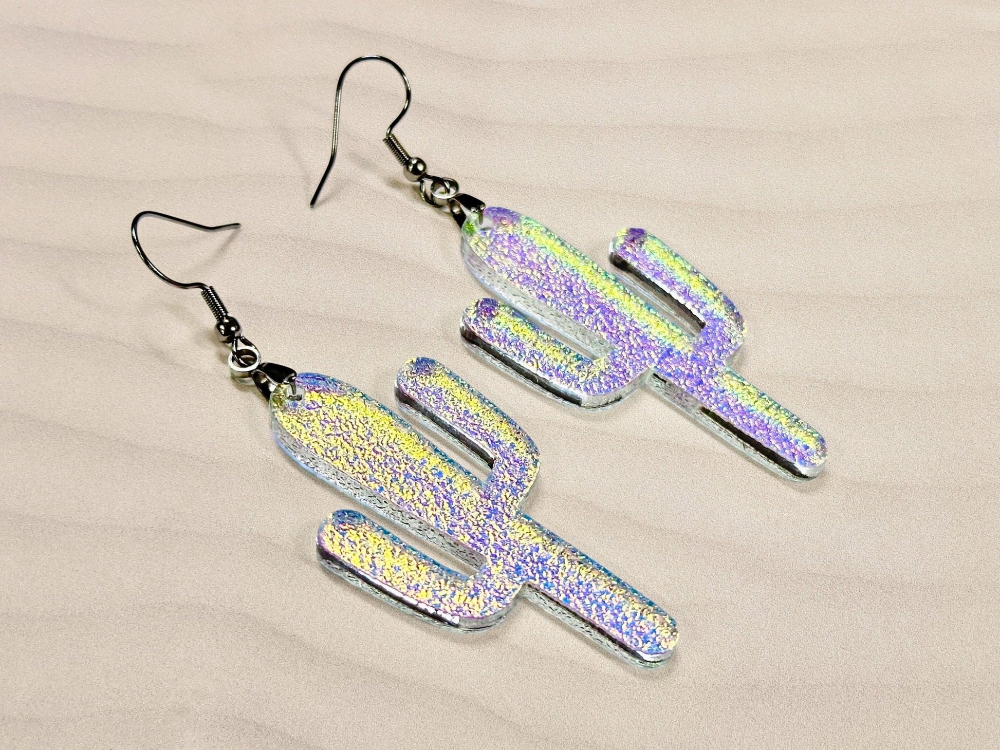 Iridescent Cactus Earrings - Painted Raina