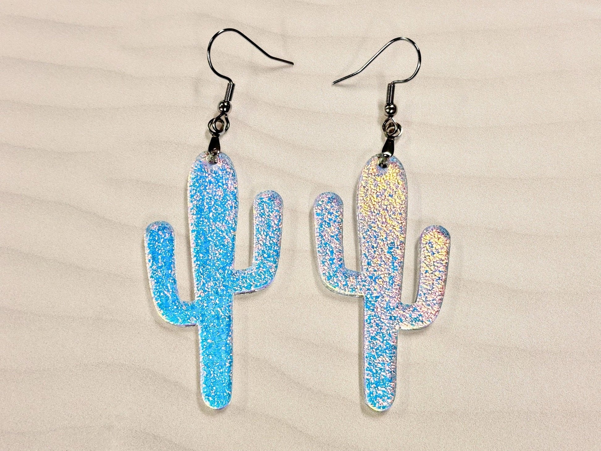 Iridescent Cactus Earrings - Painted Raina