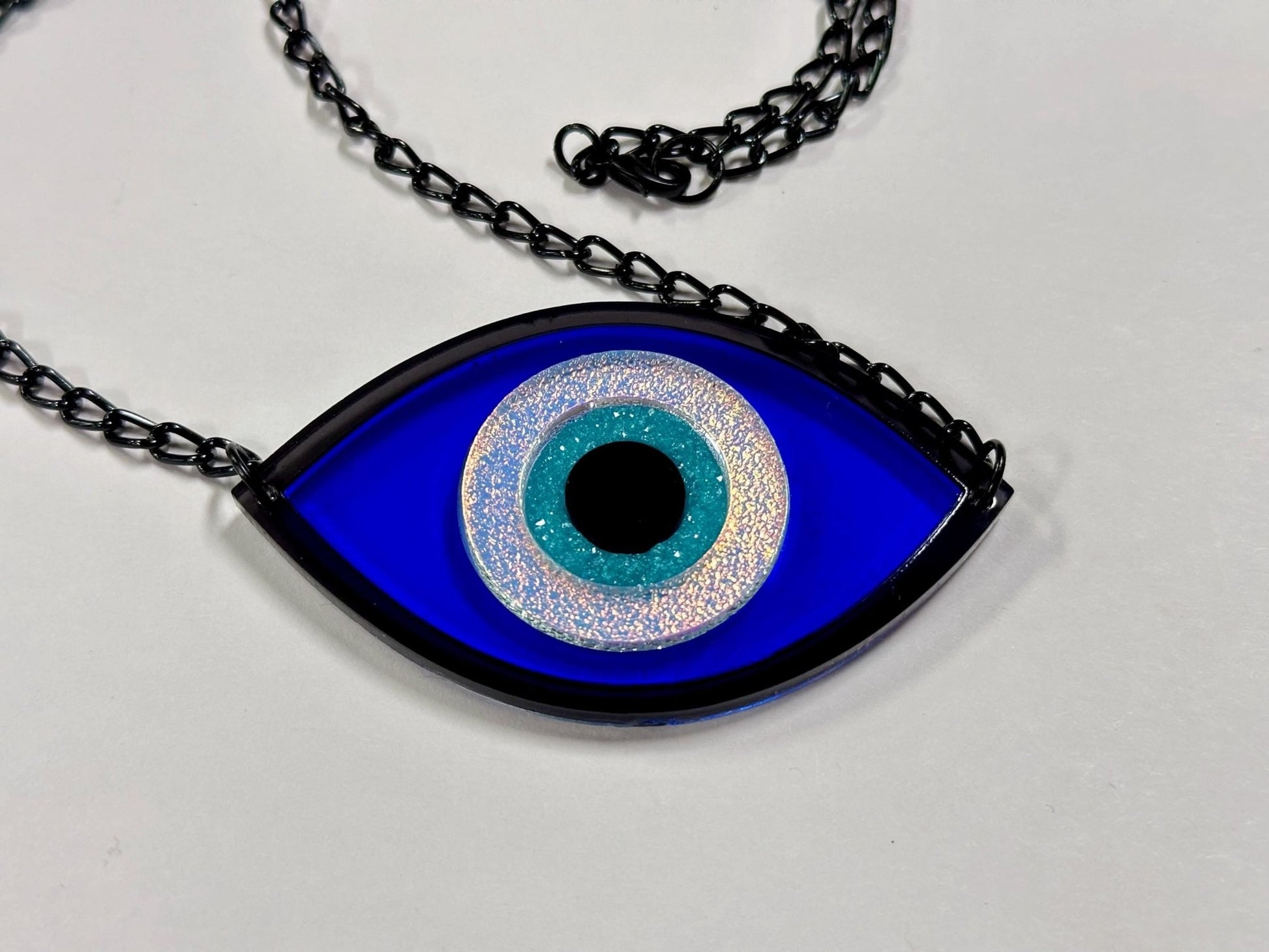 Iridescent Evil Eye Necklace - Painted Raina