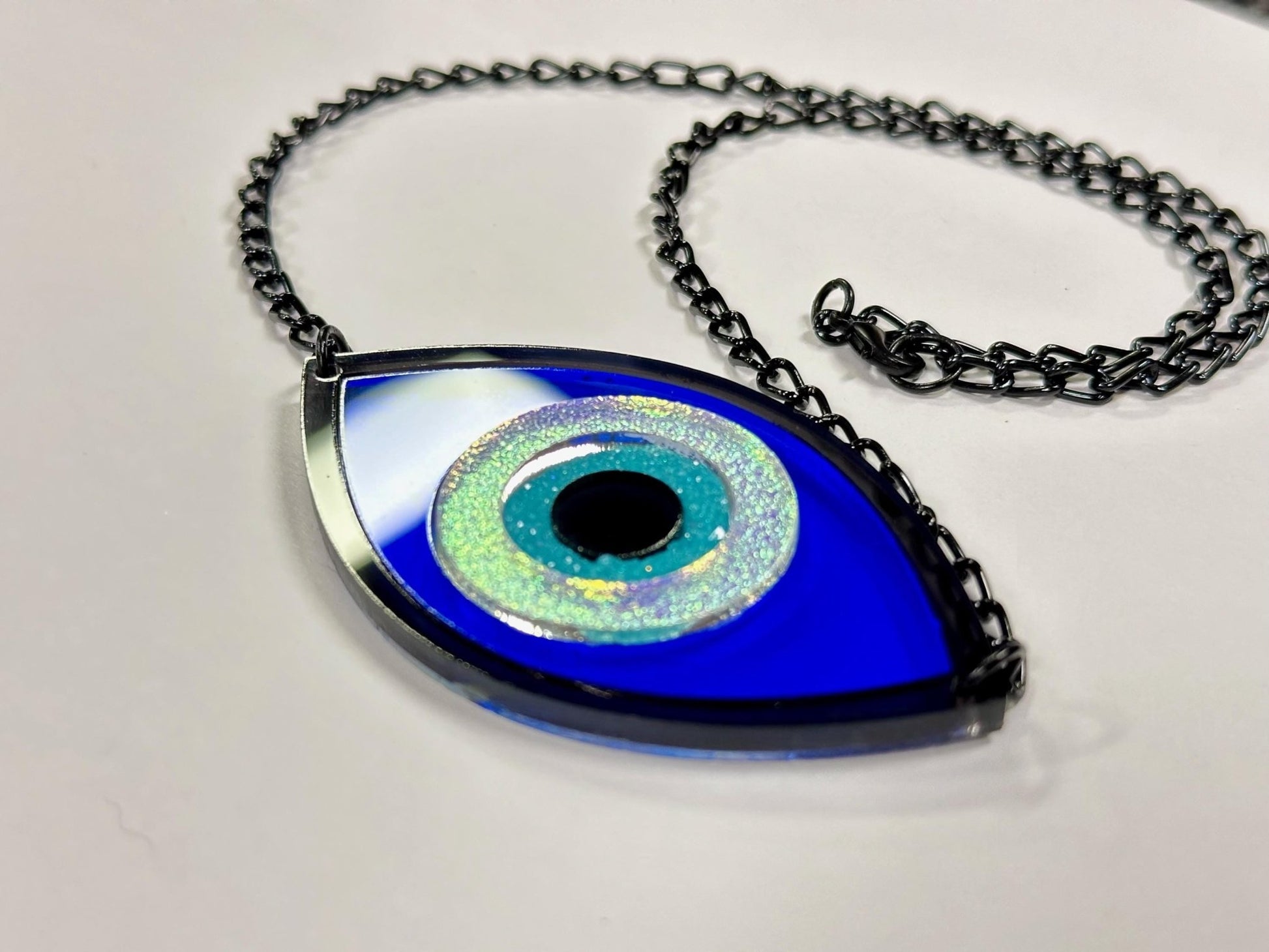 Iridescent Evil Eye Necklace - Painted Raina
